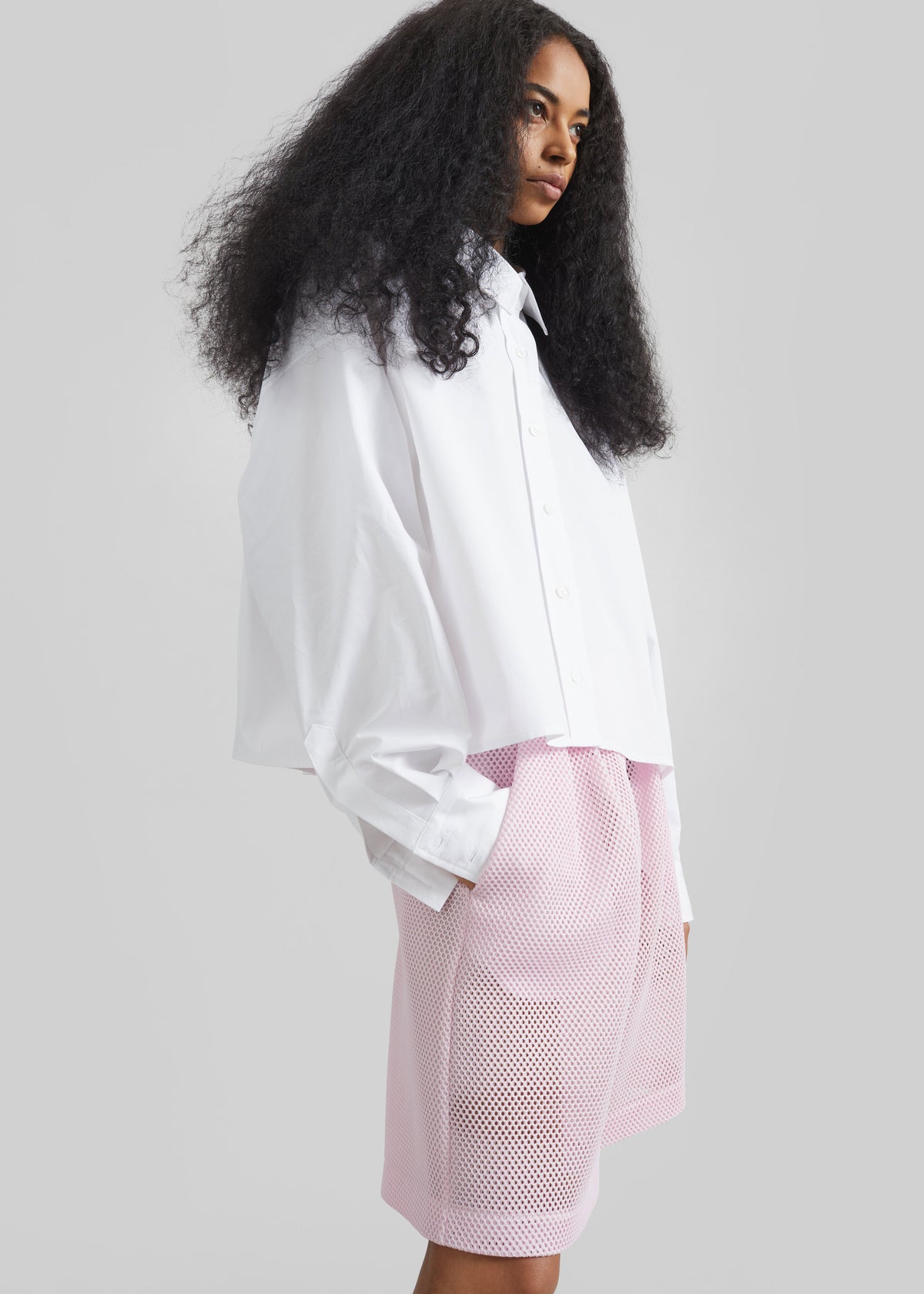 Arlen Cotton Boxy Shirt - White - 3