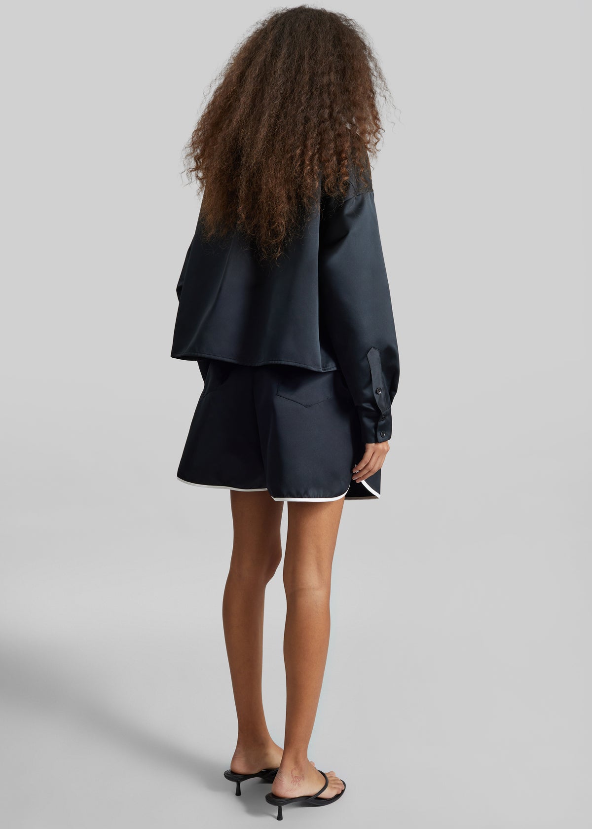 Arlen Satin Boxy Shirt - Black - 6