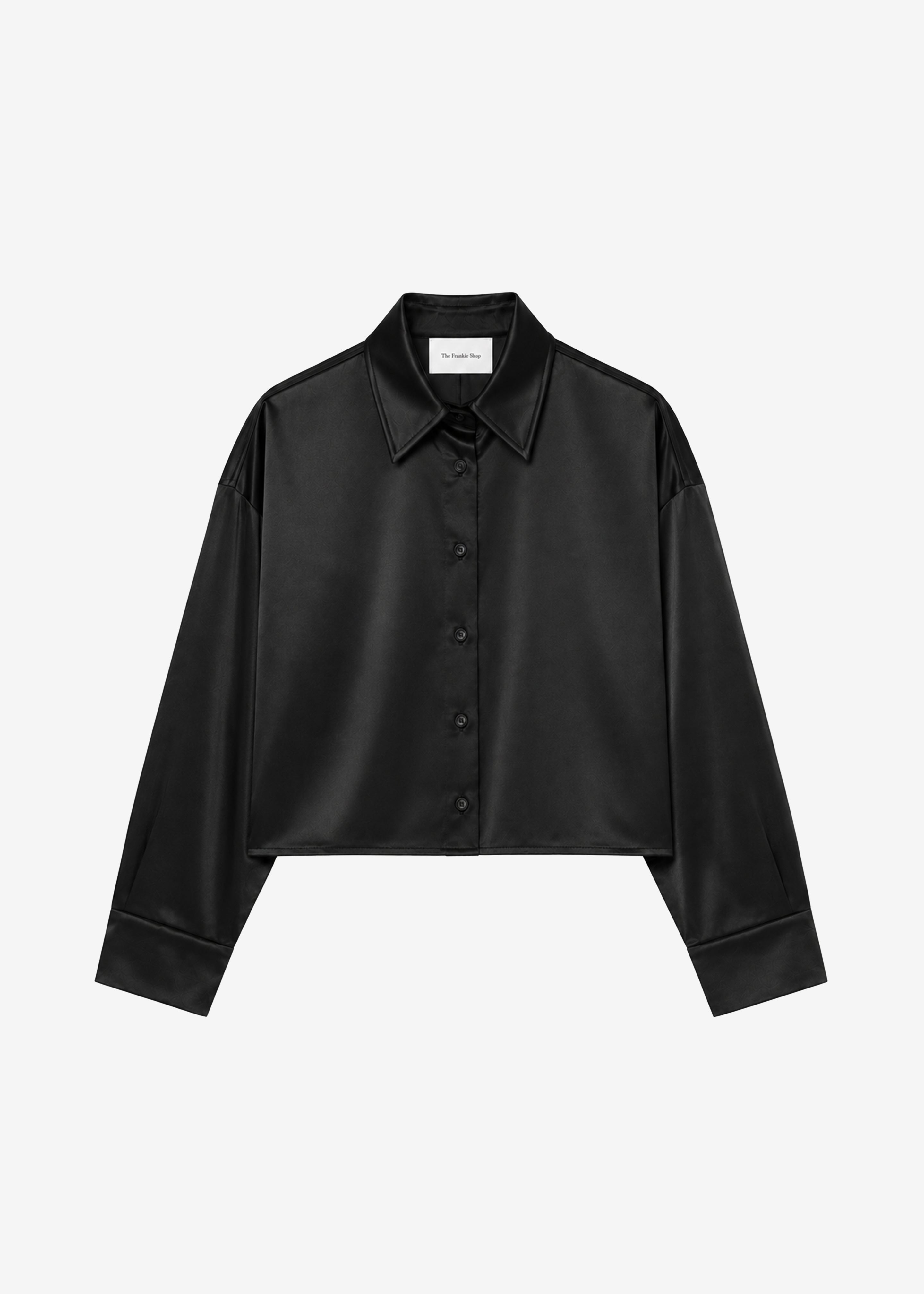 Arlen Satin Boxy Shirt - Black - 7