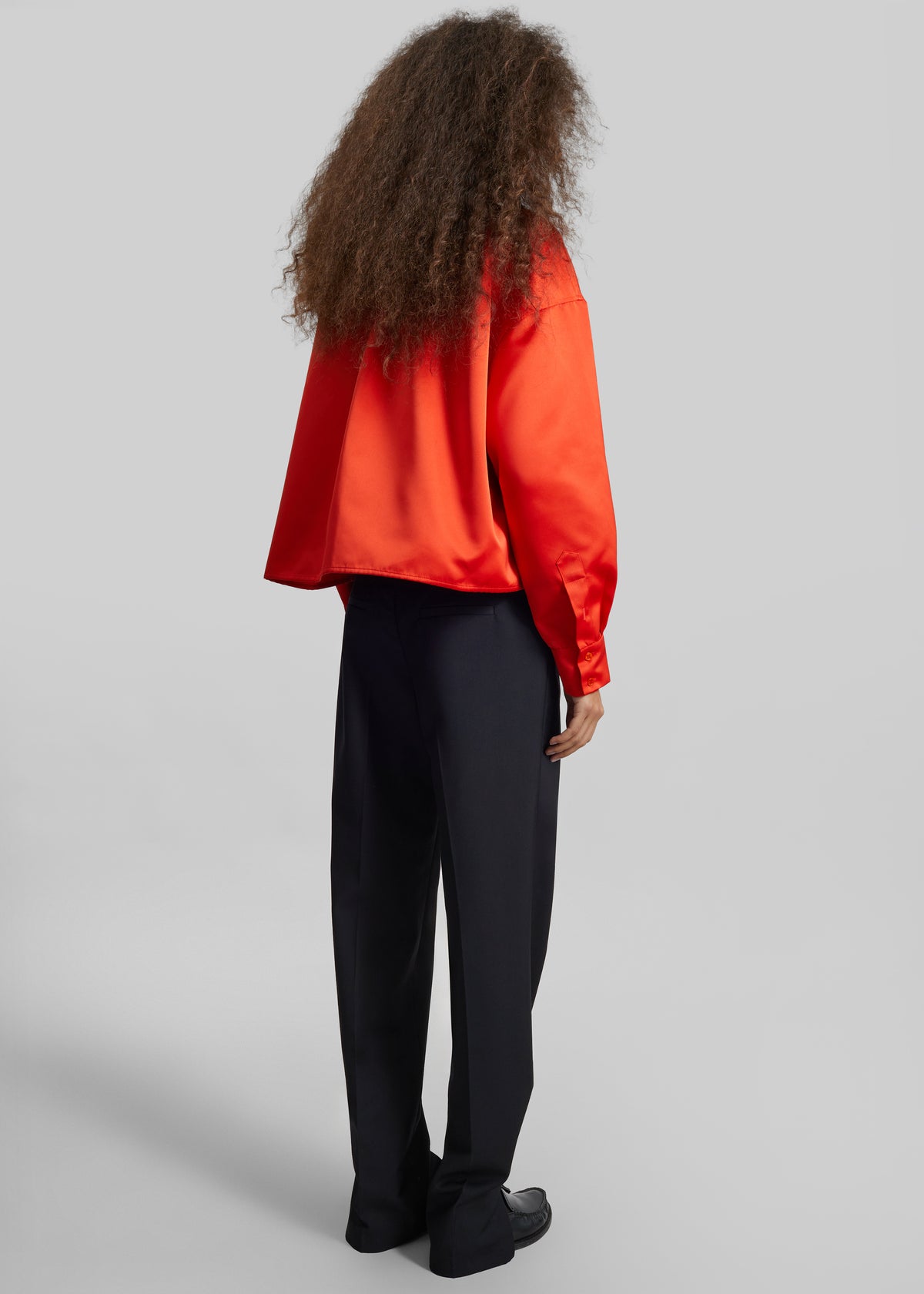 Arlen Satin Boxy Shirt - Coral Red - 5