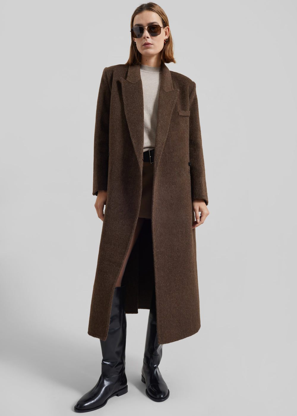 Arlene Wool Belted Coat - Brown