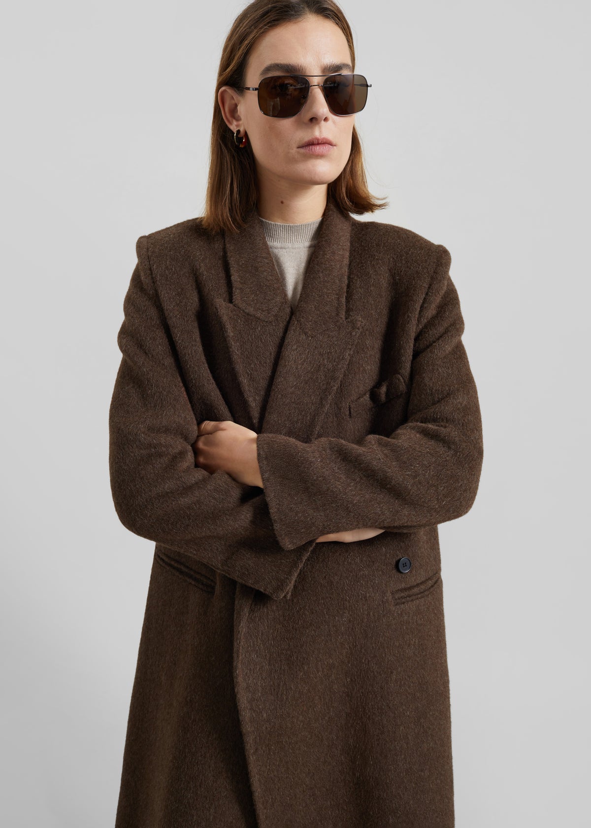 Arlene Wool Belted Coat - Brown - 4