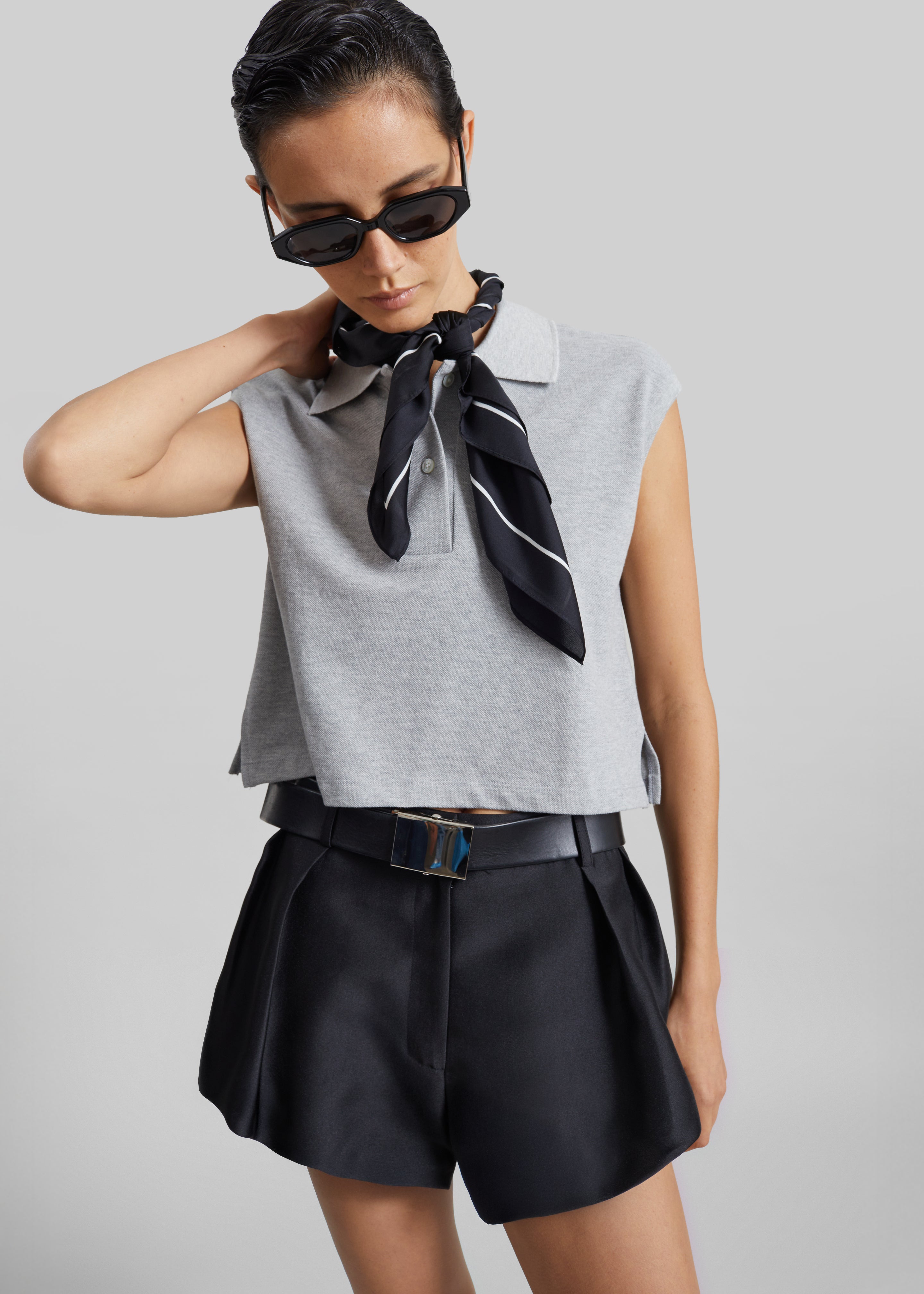 Arles Bubble Hem Shorts - Black - 5