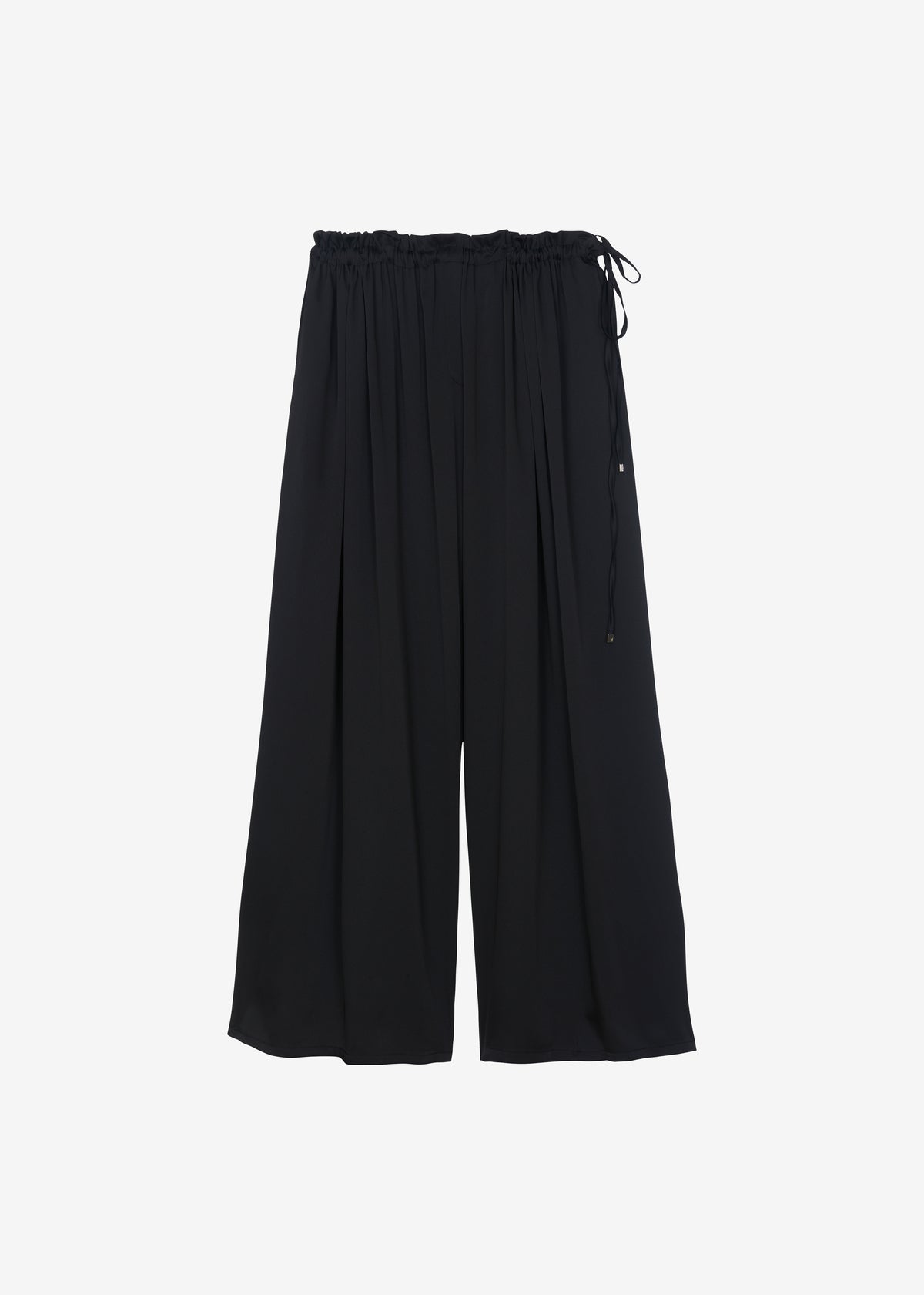 Arleth Satin Sheer Drawstring Pants - Black - 7