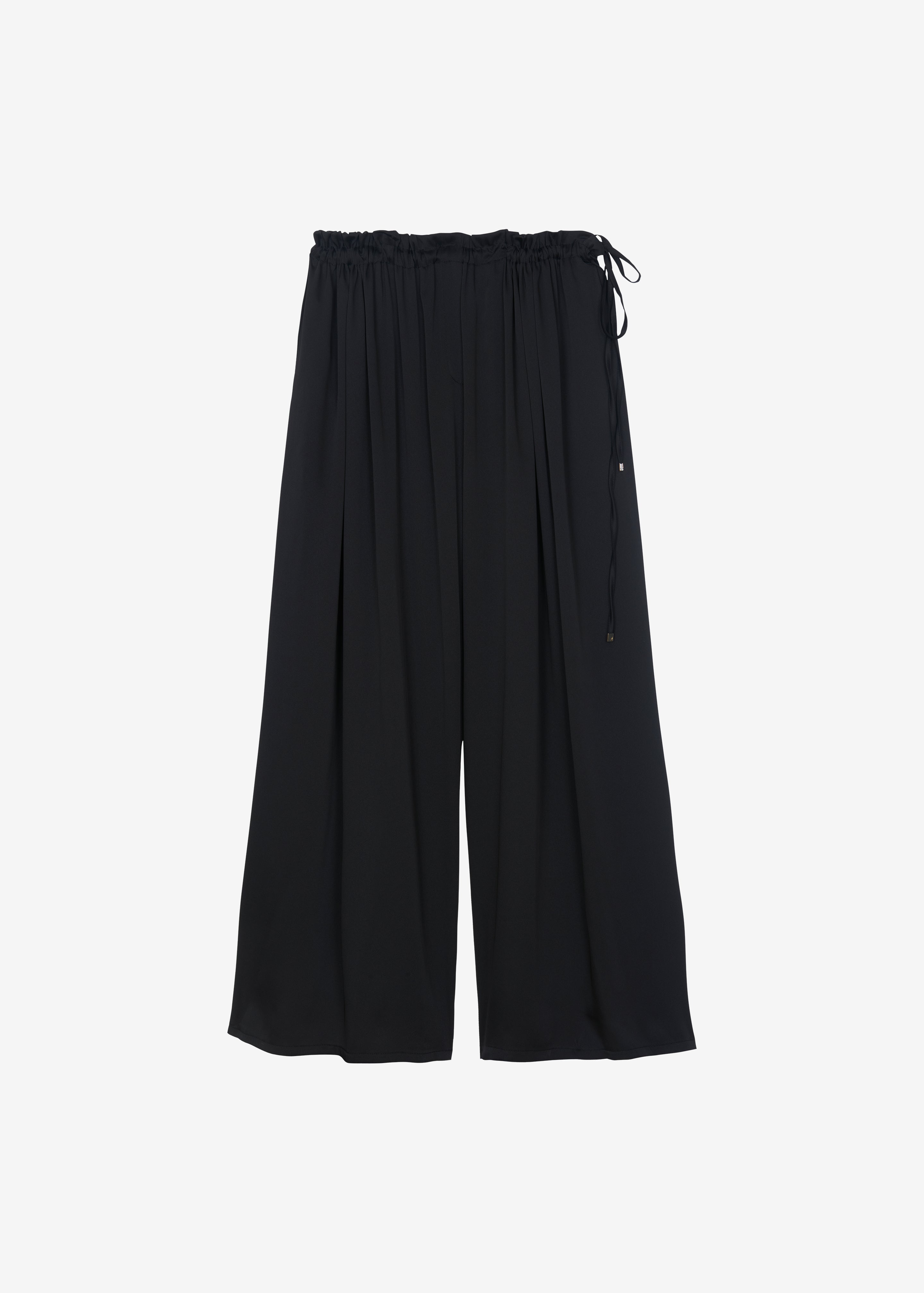 Arleth Satin Sheer Drawstring Pants - Black - 7