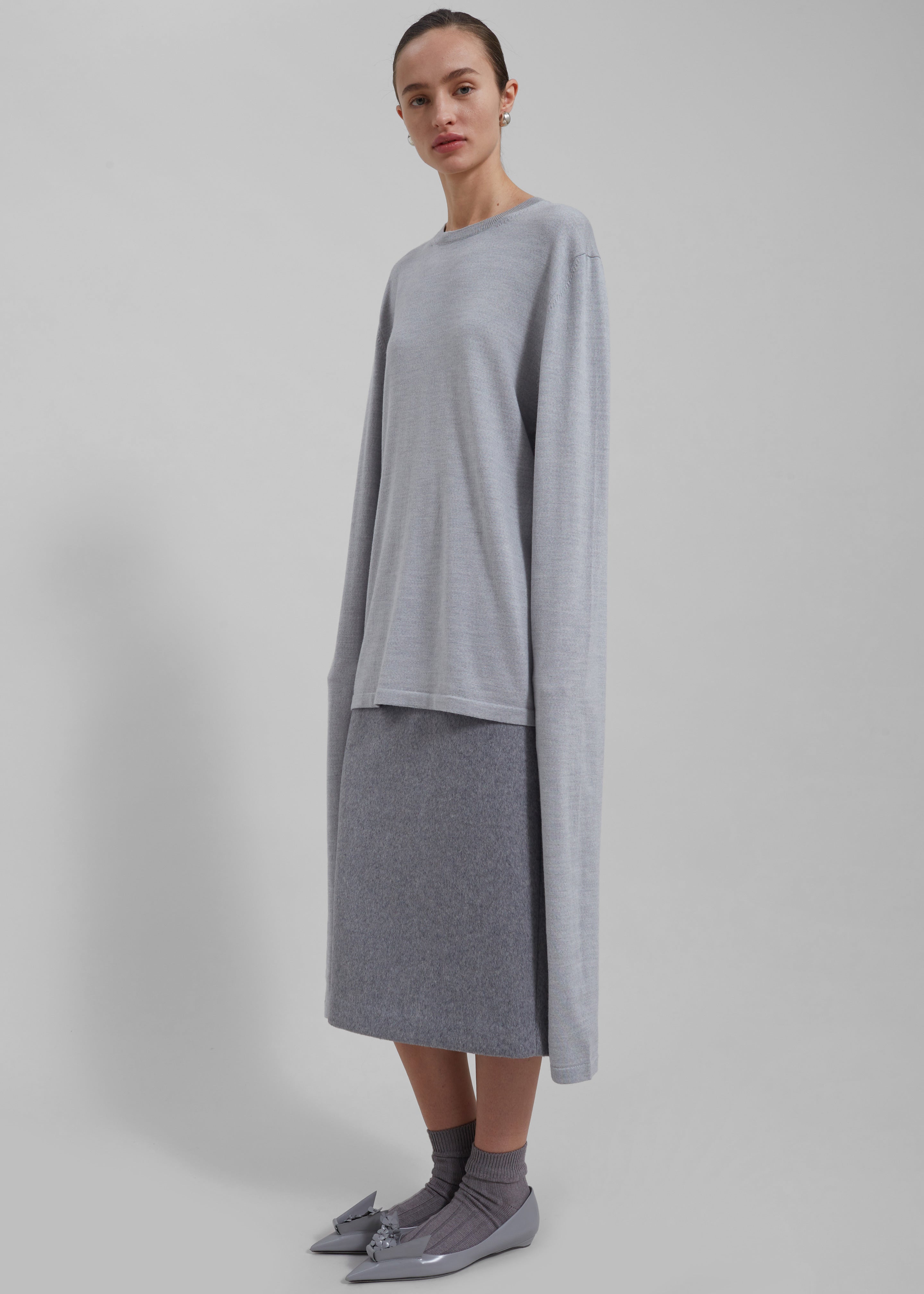 Arley Midi Skirt - Light Grey - 1
