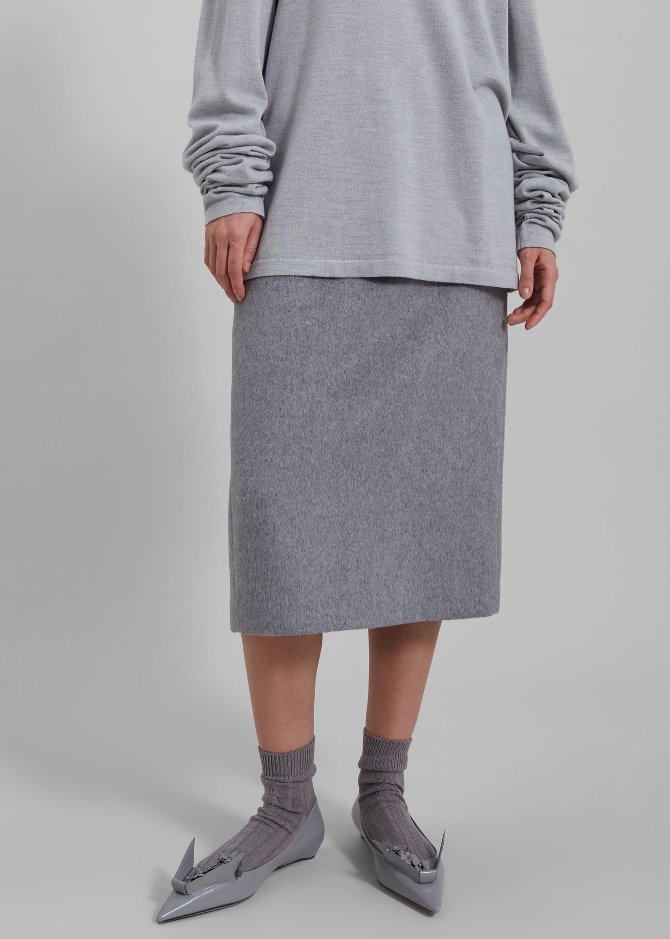 Arley Midi Skirt - Light Grey - 1