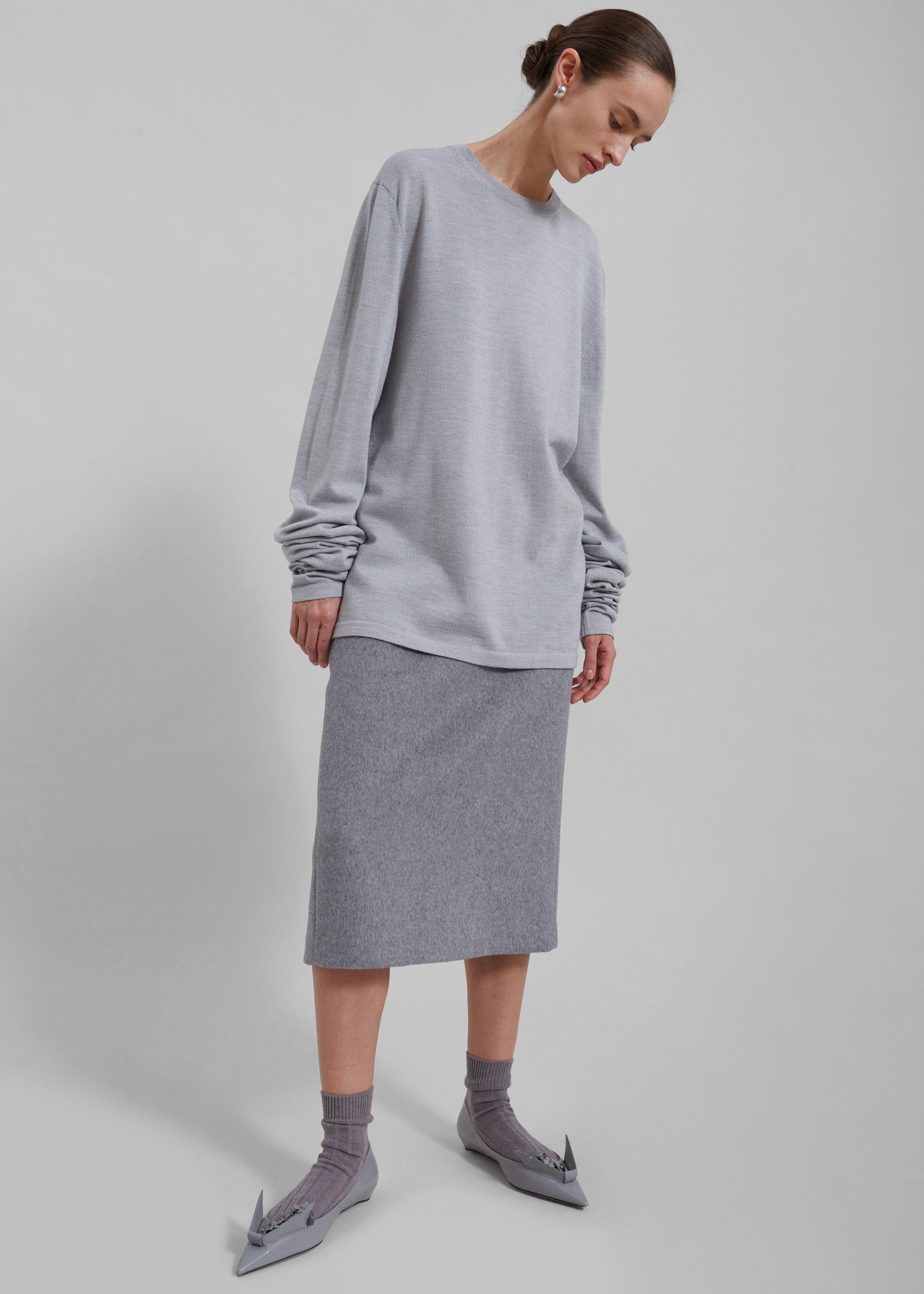 Arley Midi Skirt - Light Grey - 6