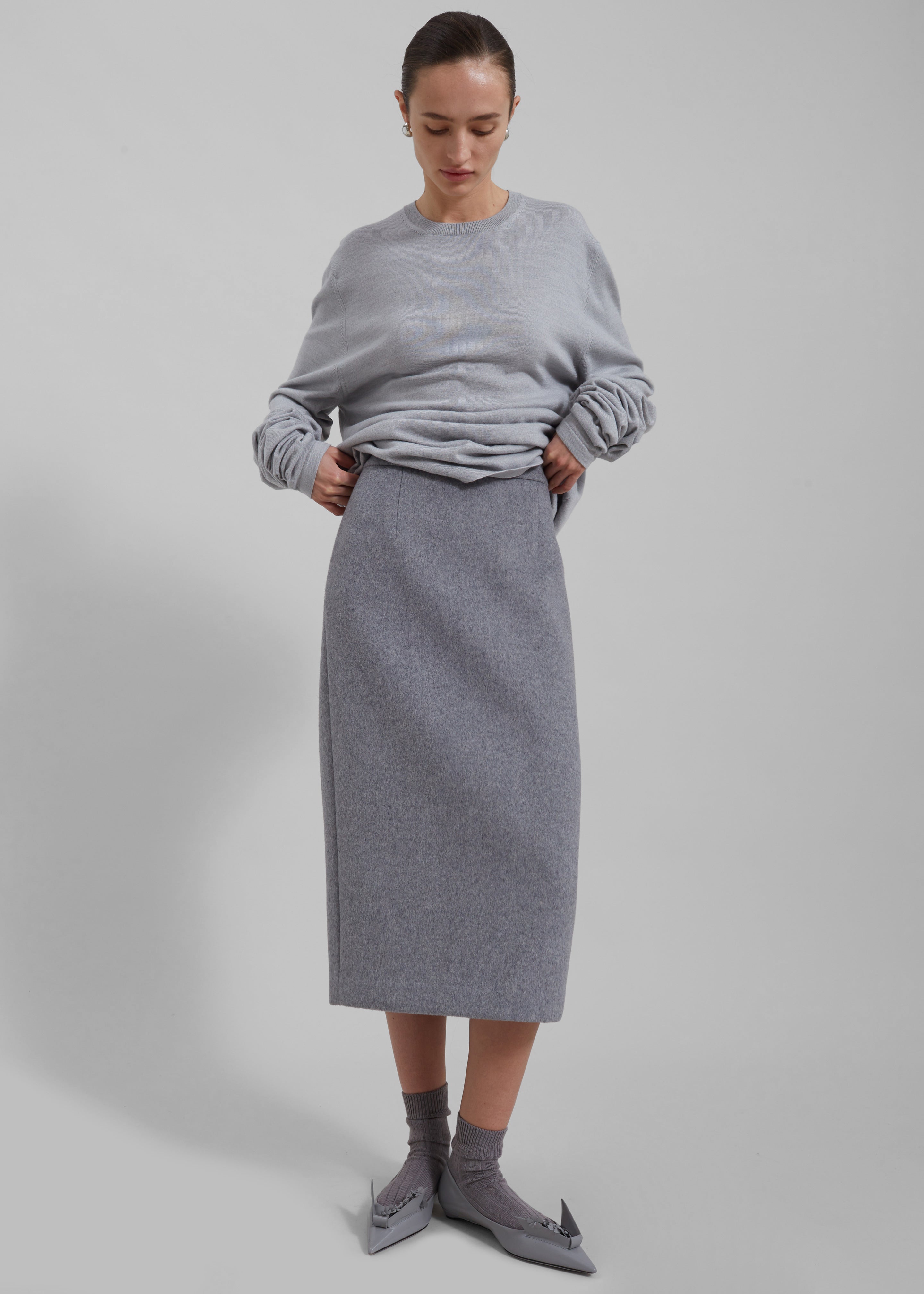 Arley Midi Skirt - Light Grey - 4