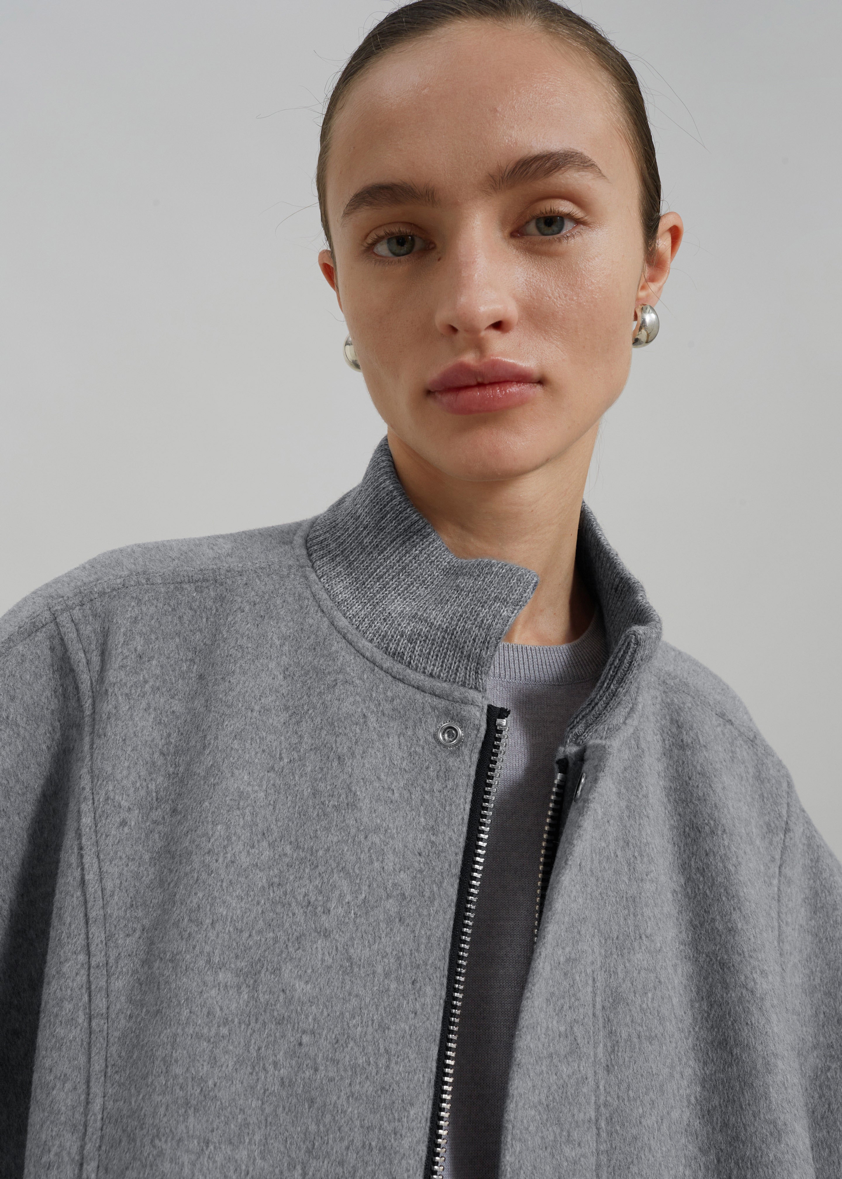 Arley Oversized Bomber - Light Grey - 6