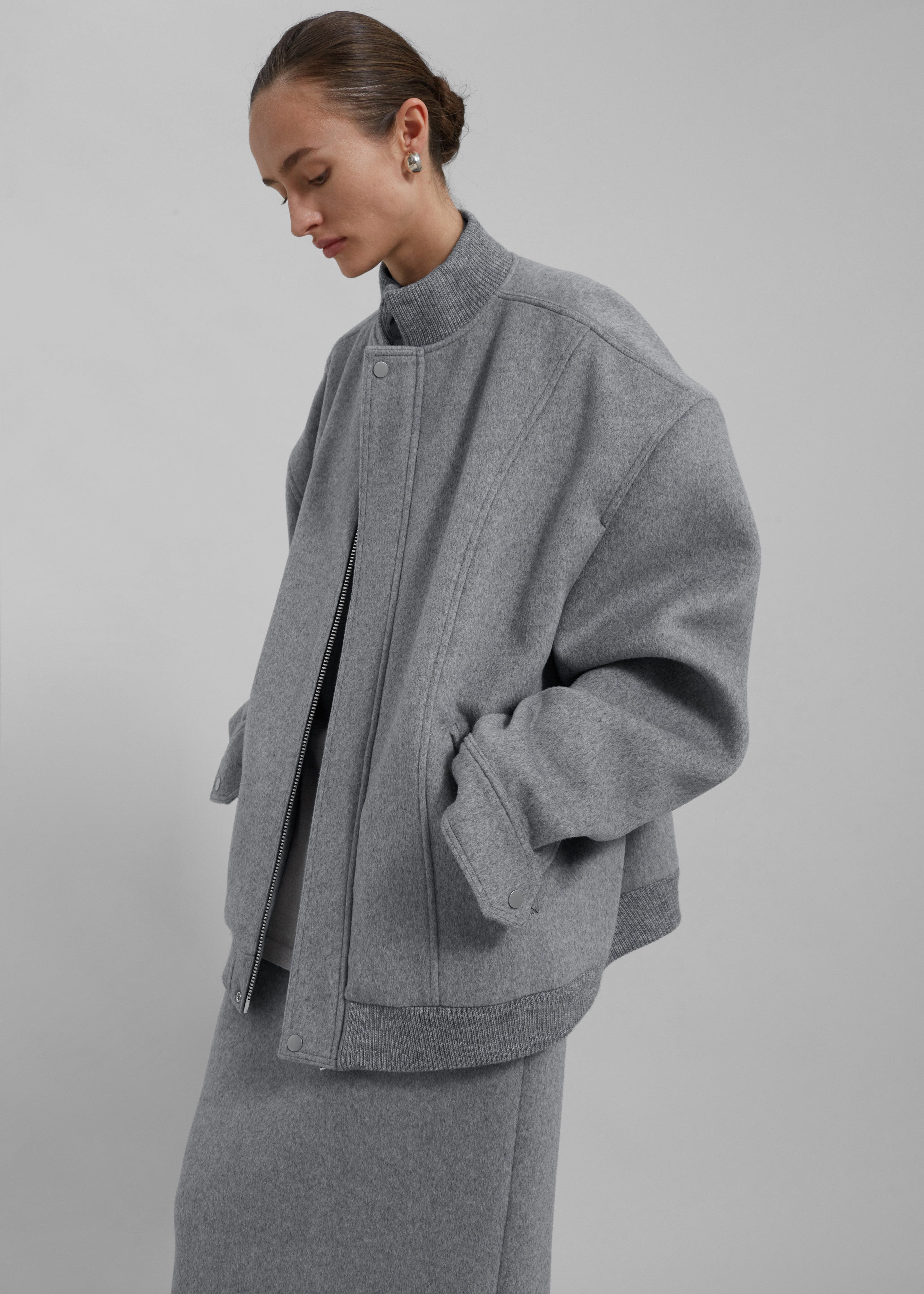 Arley Oversized Bomber - Light Grey - 4