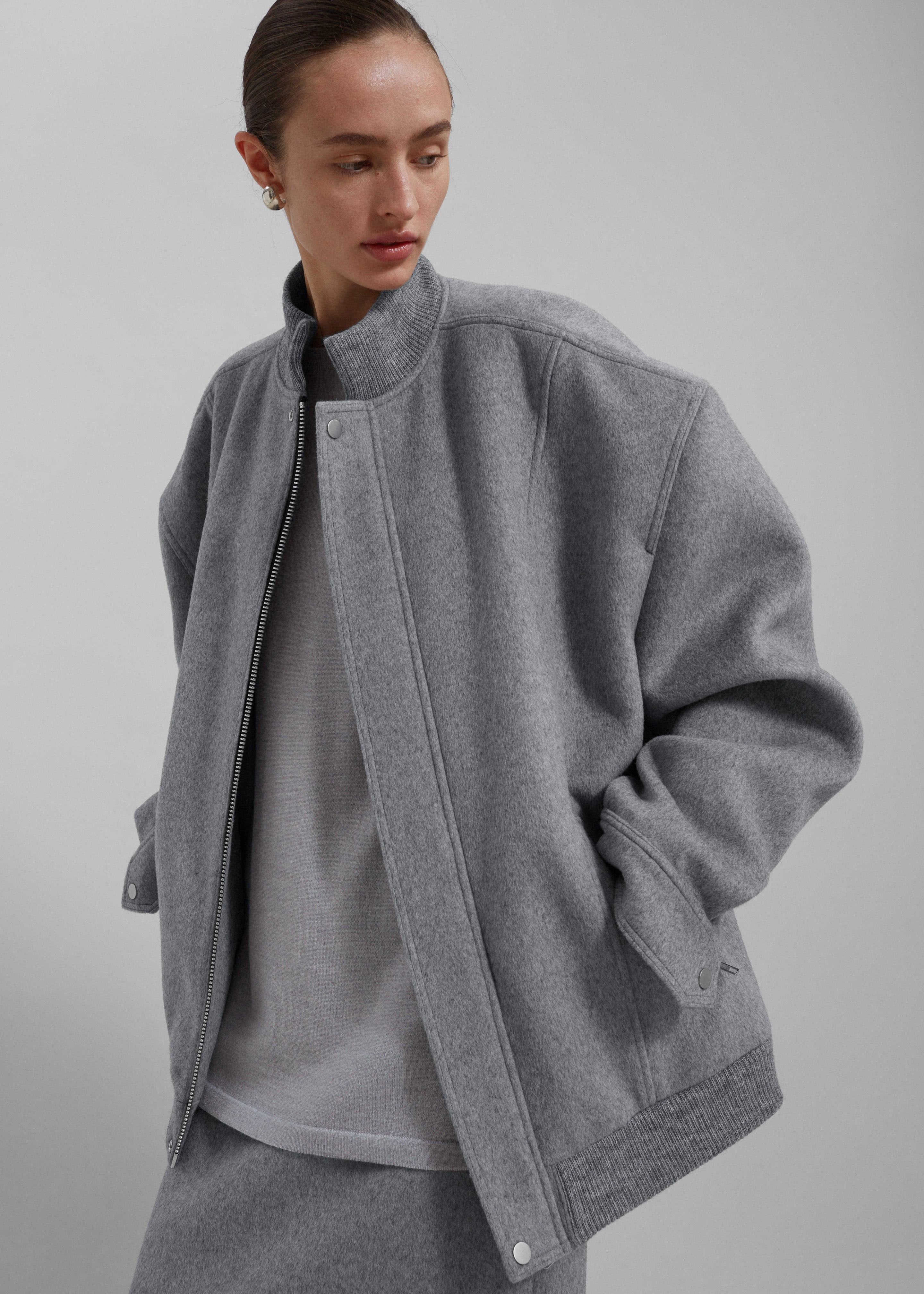 Arley Oversized Bomber - Light Grey - 1