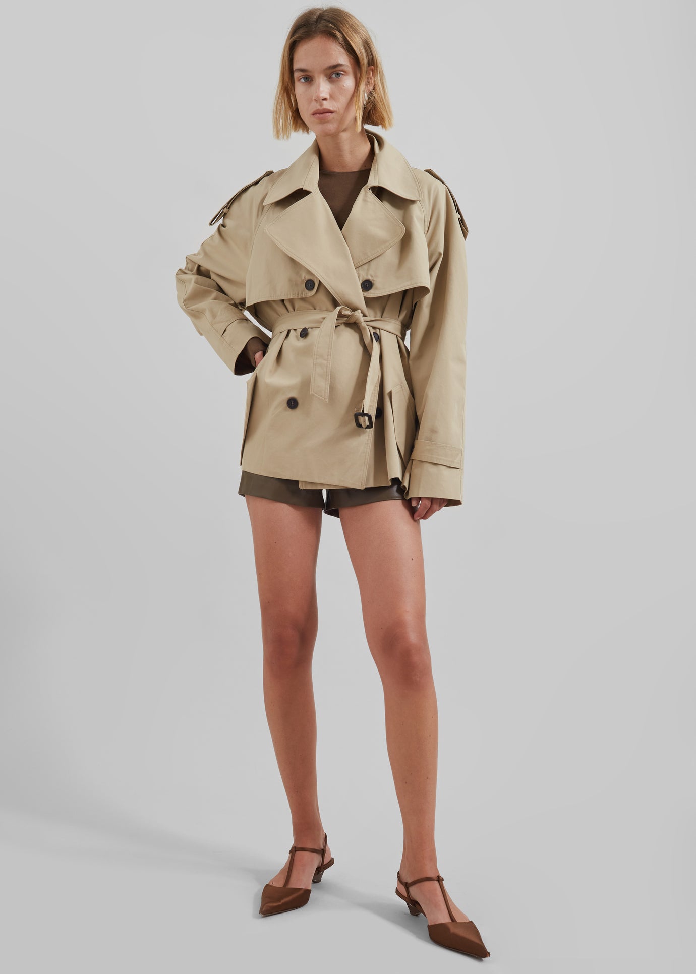 Arlington Short Trench - Beige - 1