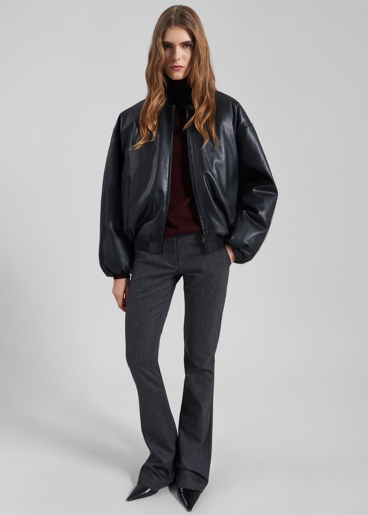 Arolla Faux Leather Draped Jacket - Black - 7