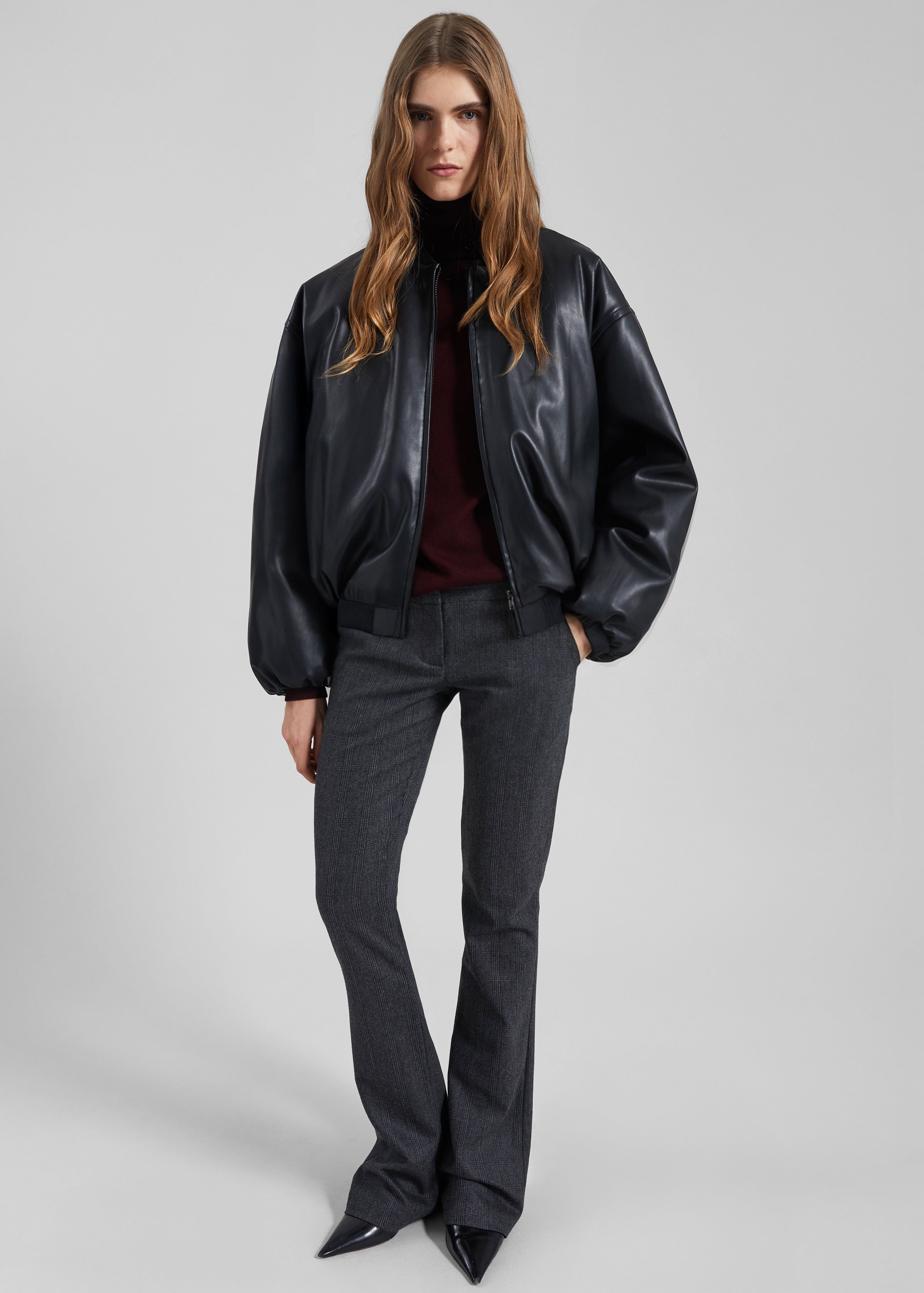 Arolla Faux Leather Draped Jacket - Black - 7