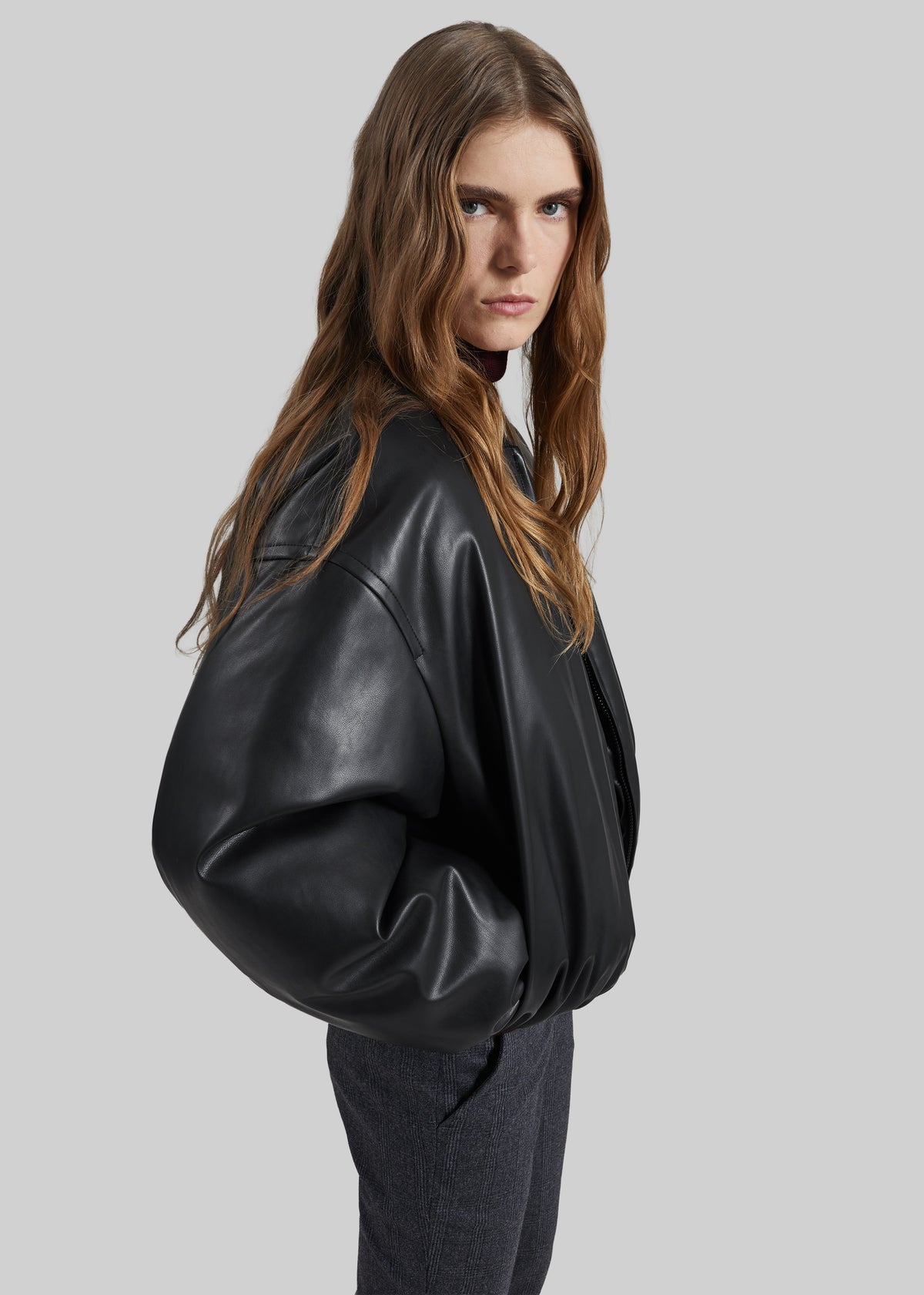 Arolla Faux Leather Draped Jacket - Black - 8