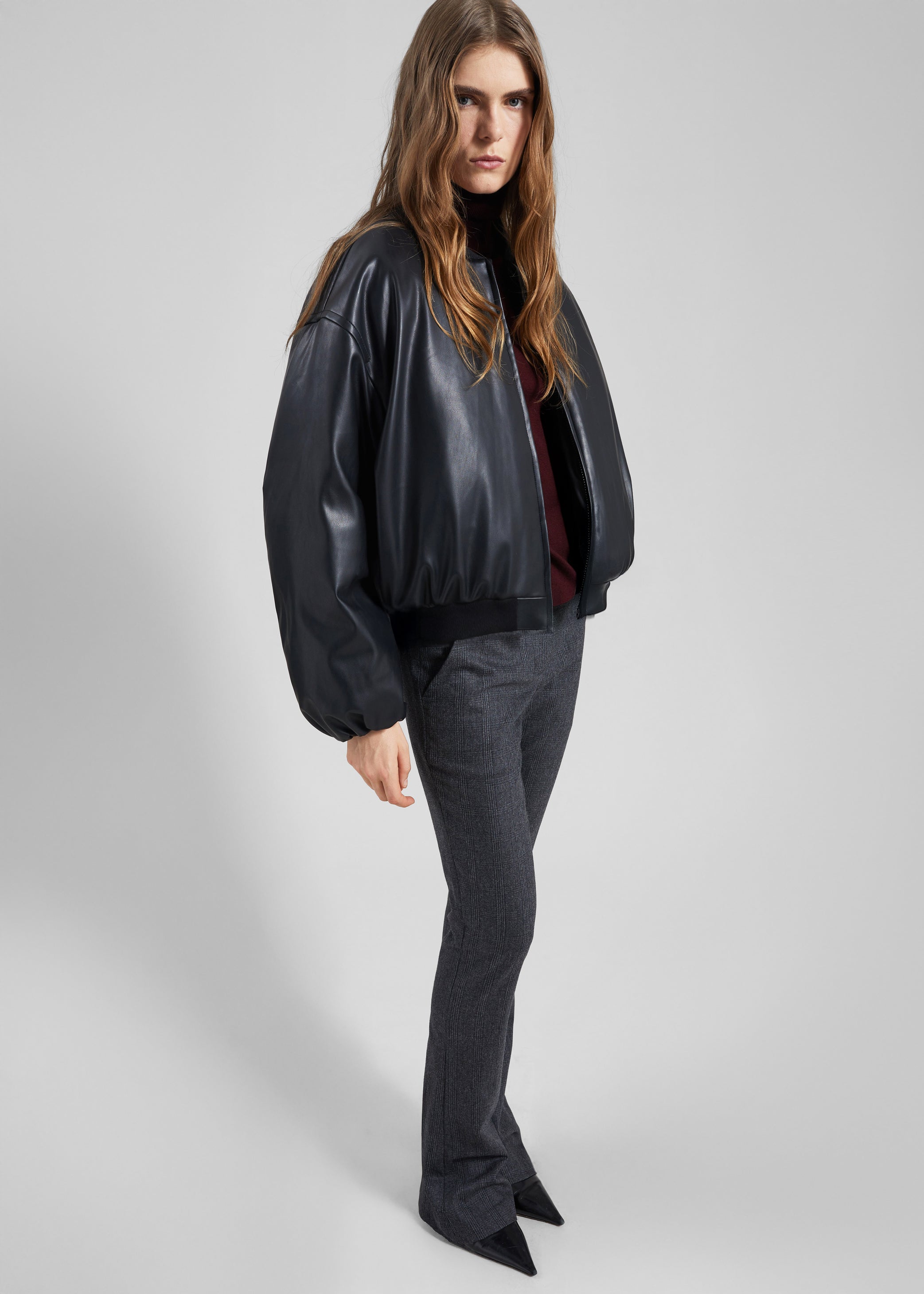 Shop the look image for Arolla Faux Leather Draped Jacket - Black