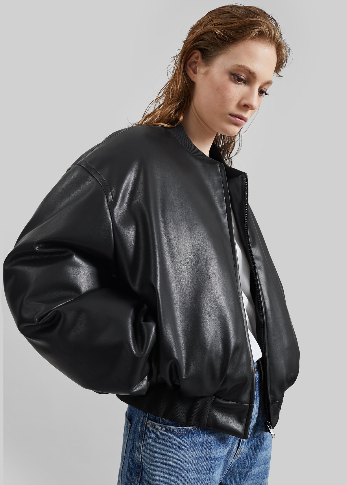 Arolla Faux Leather Draped Jacket - Black - 6