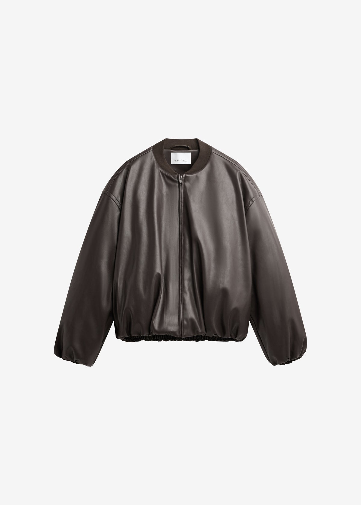 Arolla Faux Leather Draped Jacket - Brown - 6