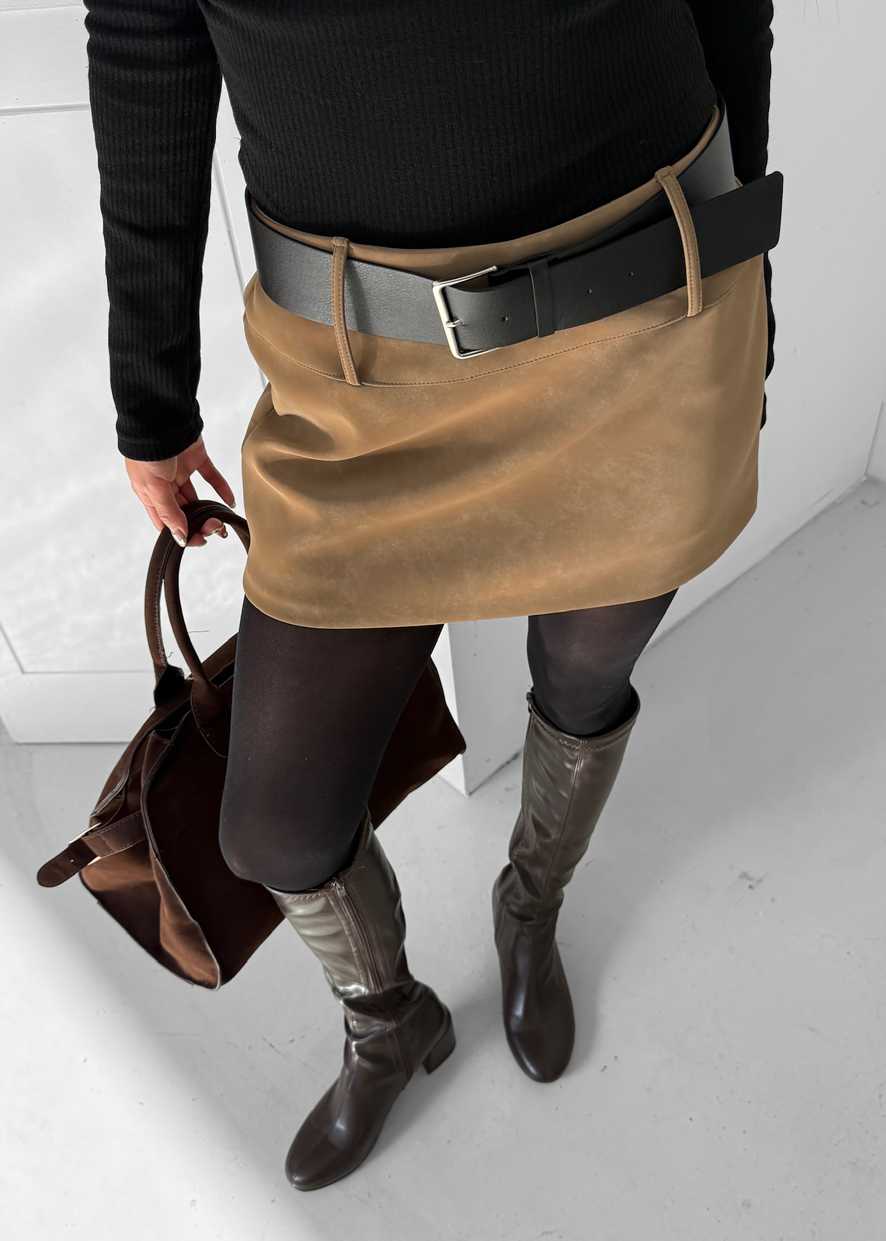 Arosa Belted Mini Skirt - Beige - 8