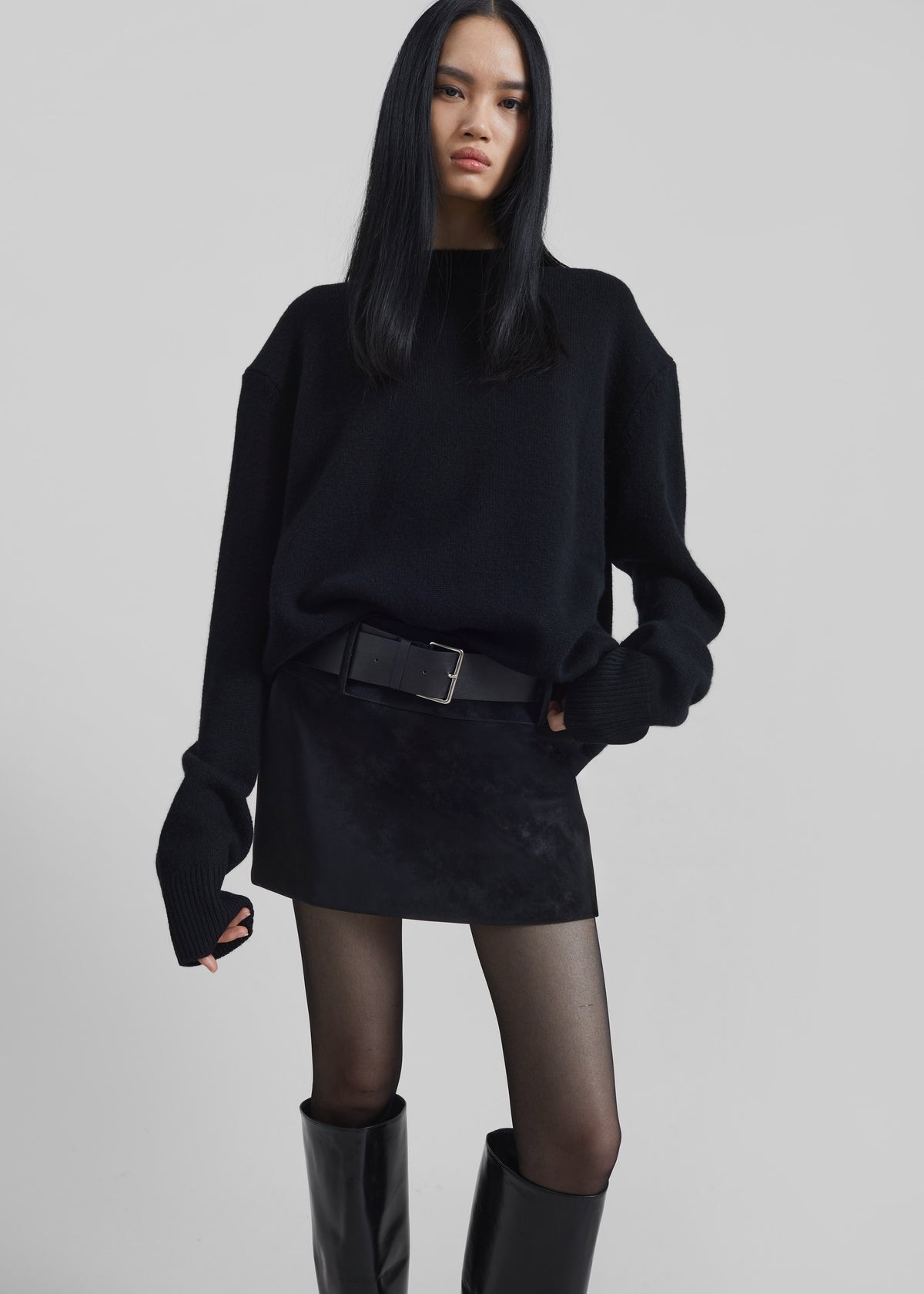 Arosa Belted Mini Skirt - Black - 1