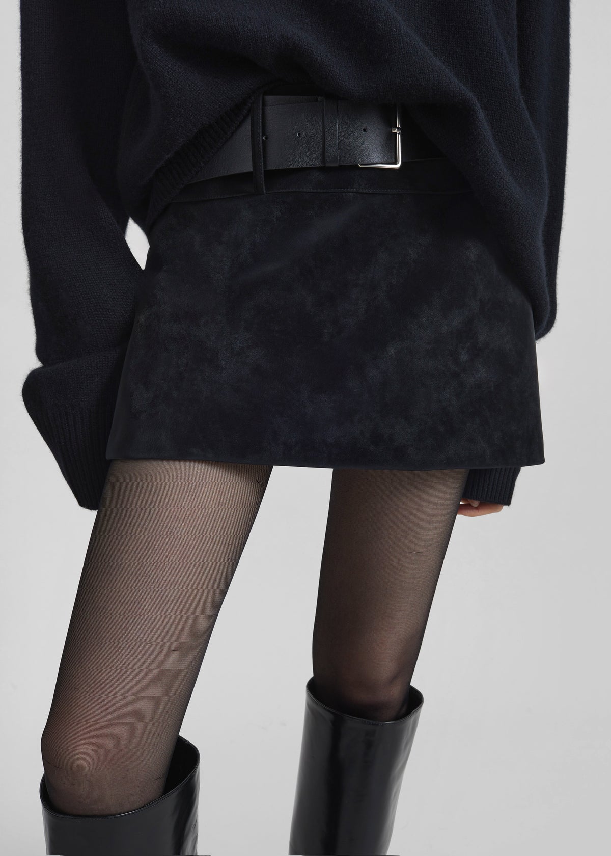 Arosa Belted Mini Skirt - Black - 2