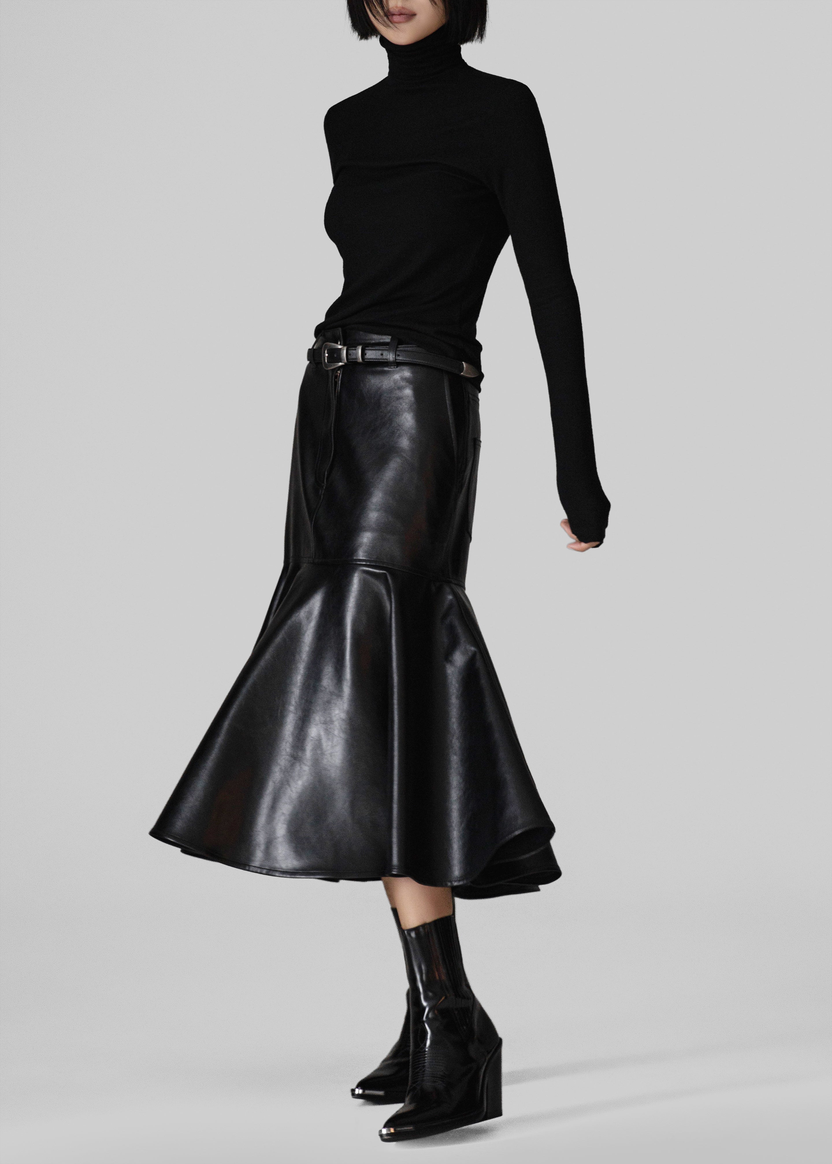 Arvika Faux Leather Mermaid Skirt - Black – The Frankie Shop