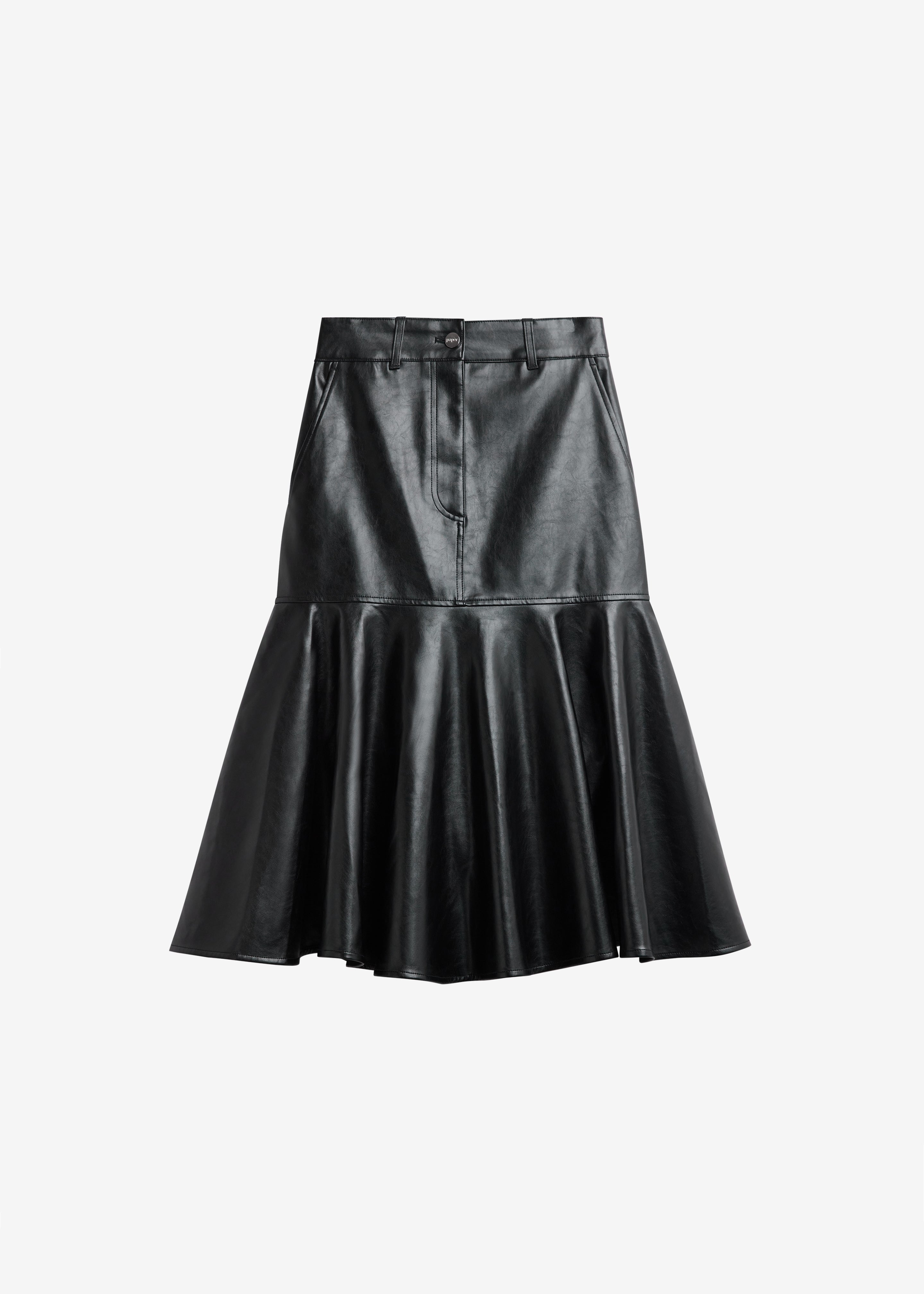 Arvika Faux Leather Mermaid Skirt - Black - 9