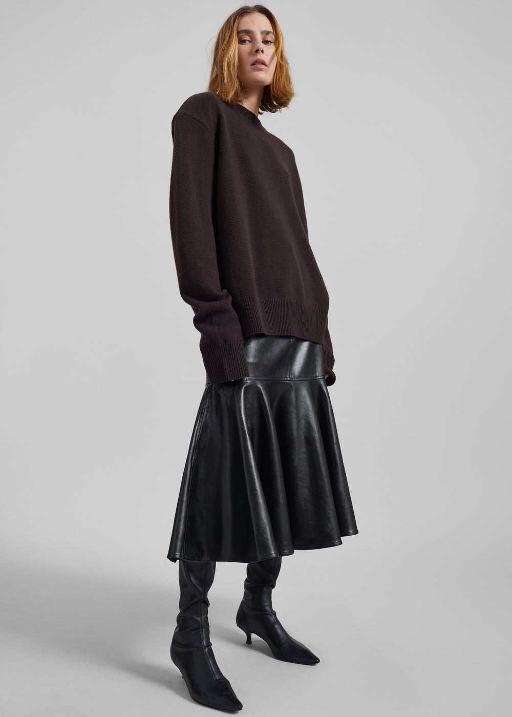 Arvika Faux Leather Mermaid Skirt - Black