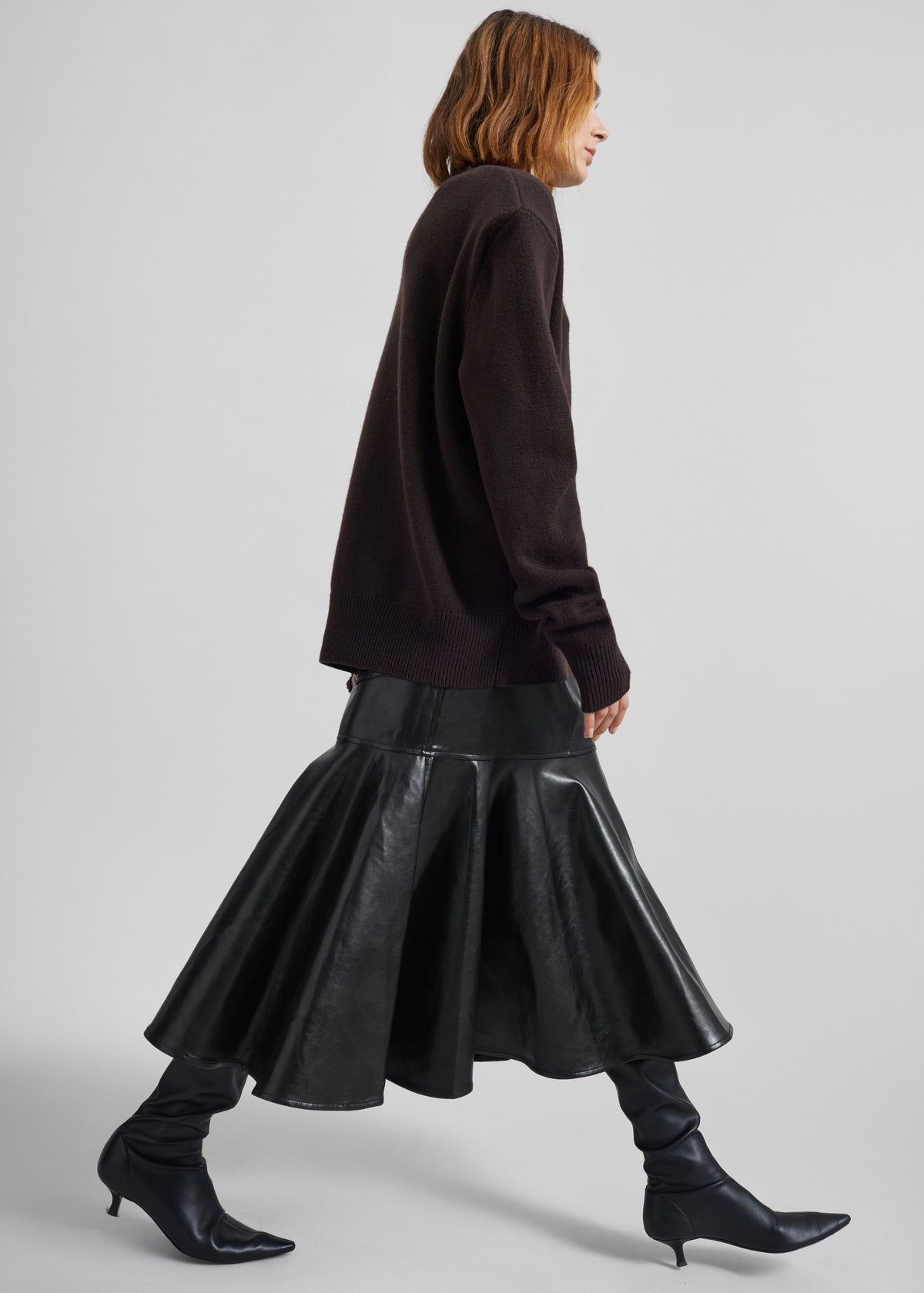 Arvika Faux Leather Mermaid Skirt - Black - 3