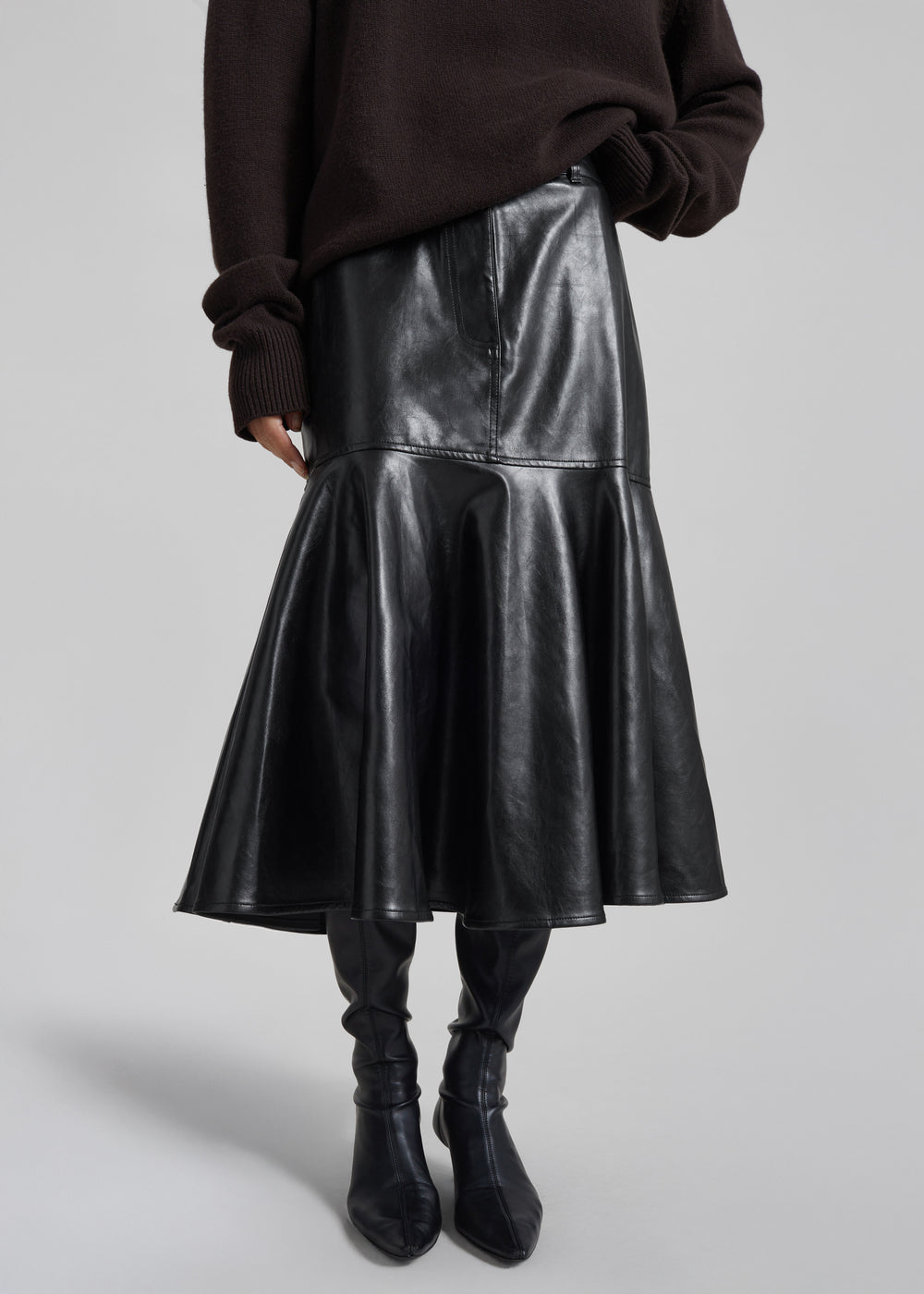 Arvika Faux Leather Mermaid Skirt - Black - 1