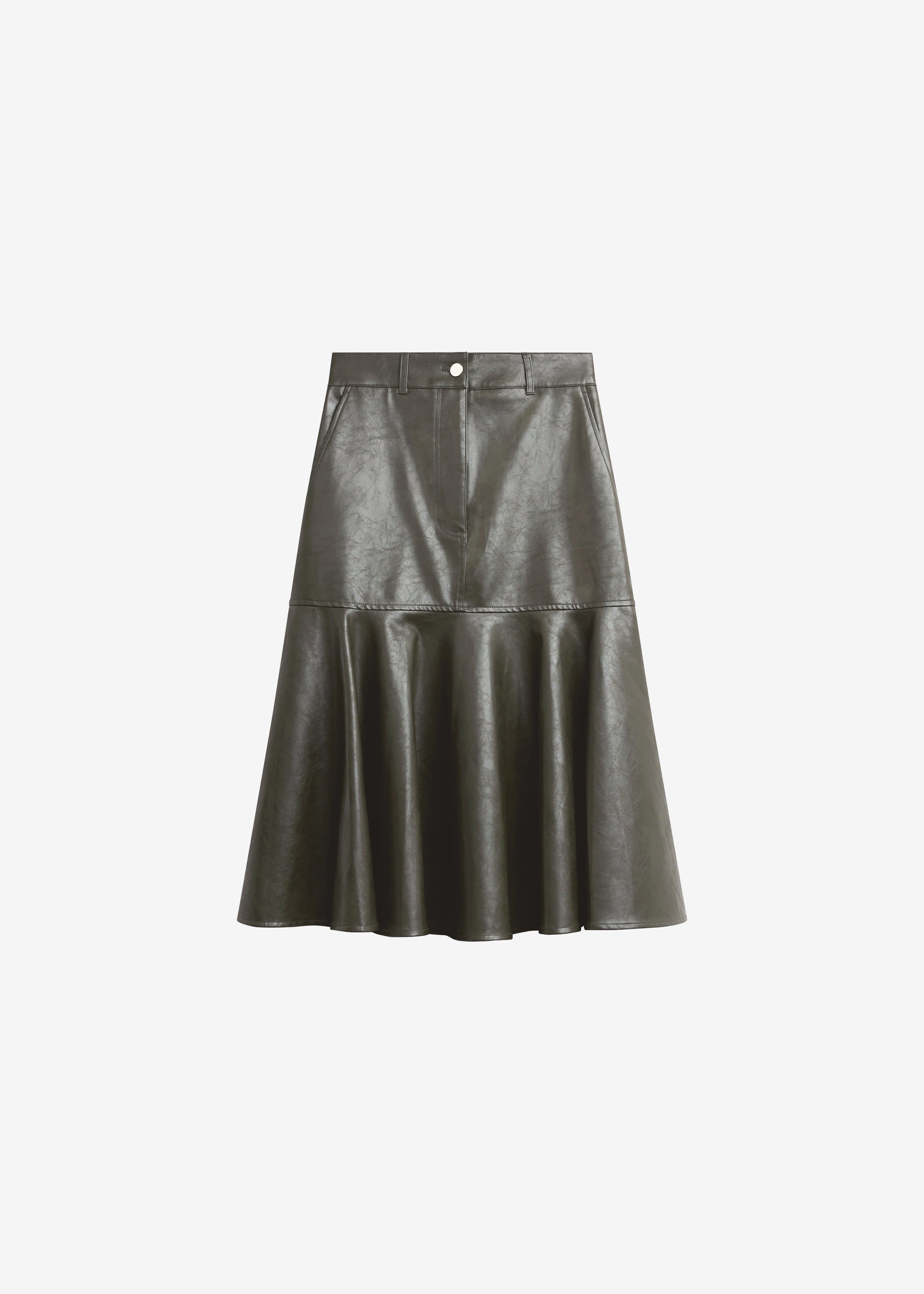 Arvika Faux Leather Mermaid Skirt - Dark Olive - 7
