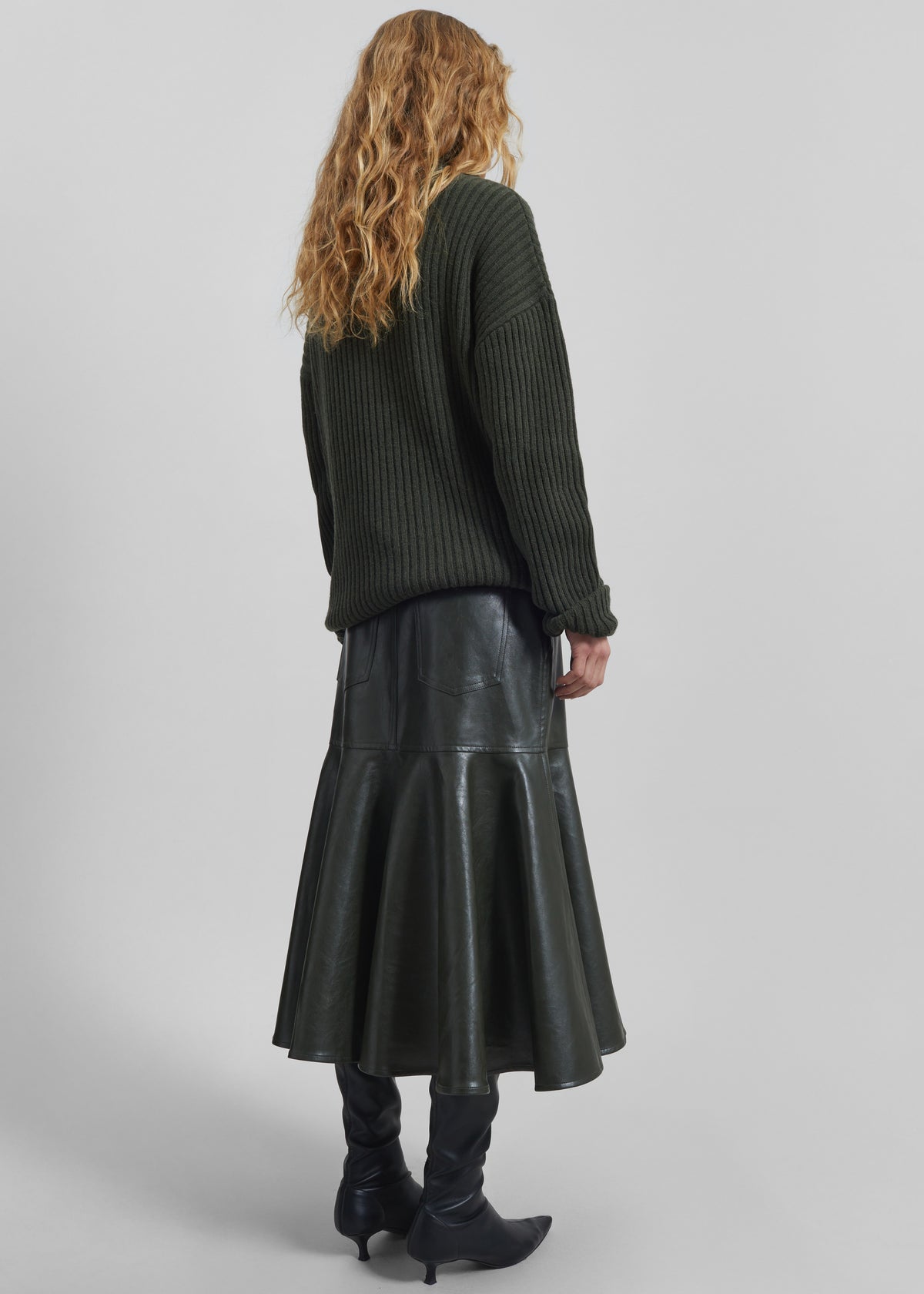 Arvika Faux Leather Mermaid Skirt - Dark Olive - 6