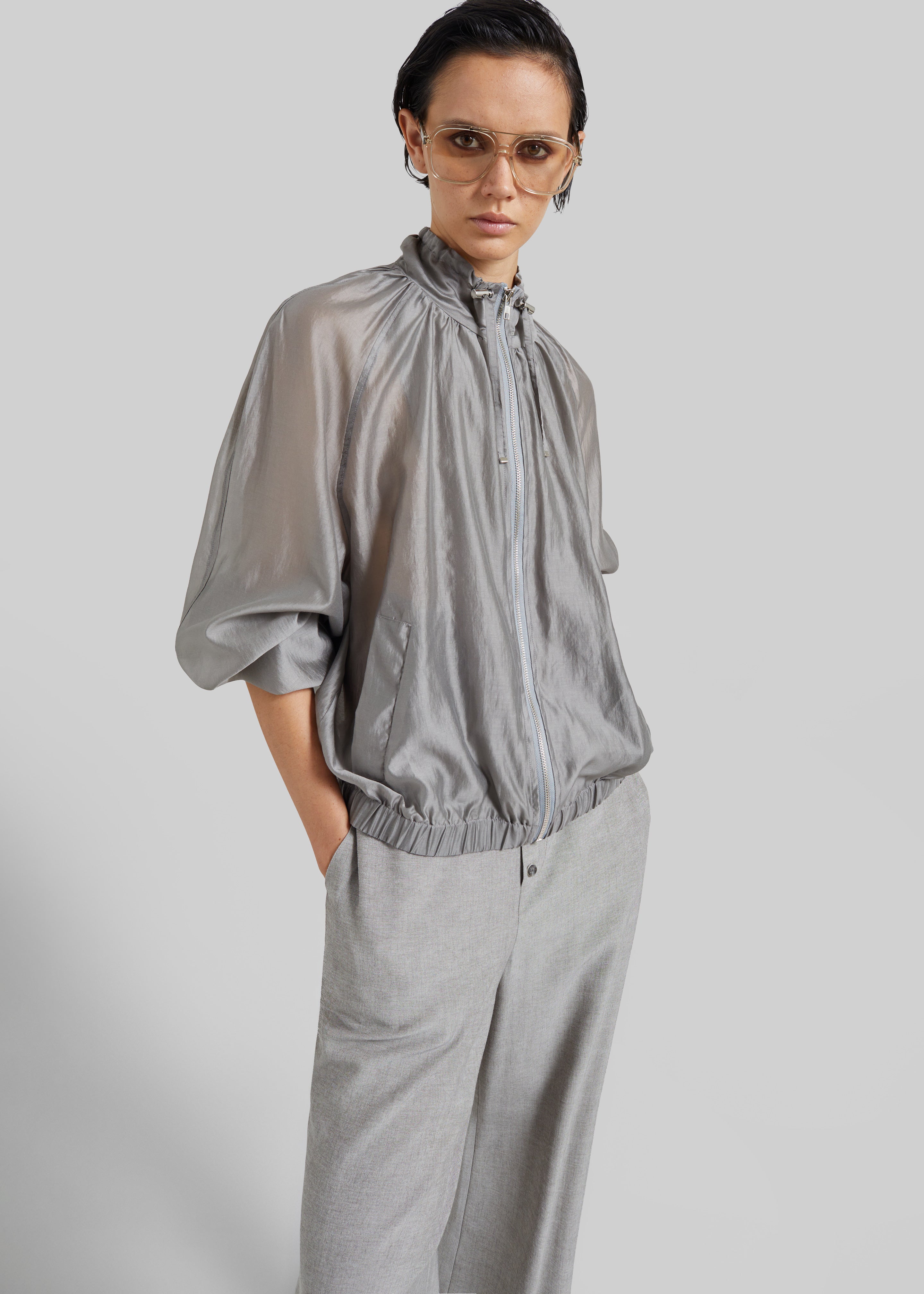 Arzon Sheer Jacket - Steel Grey – The Frankie Shop