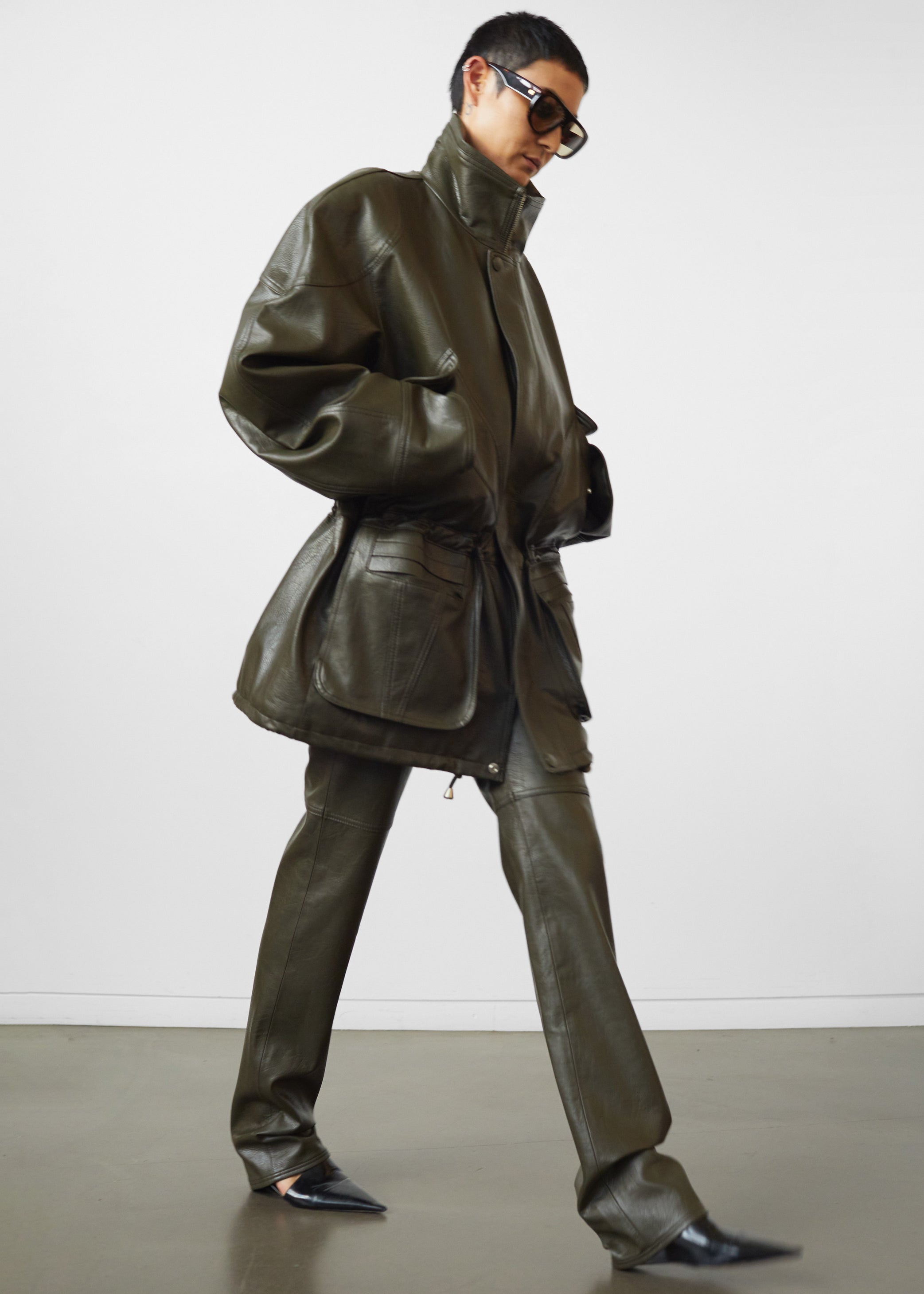 Shop the look image for Ascona Faux Leather Jacket - Dark Olive