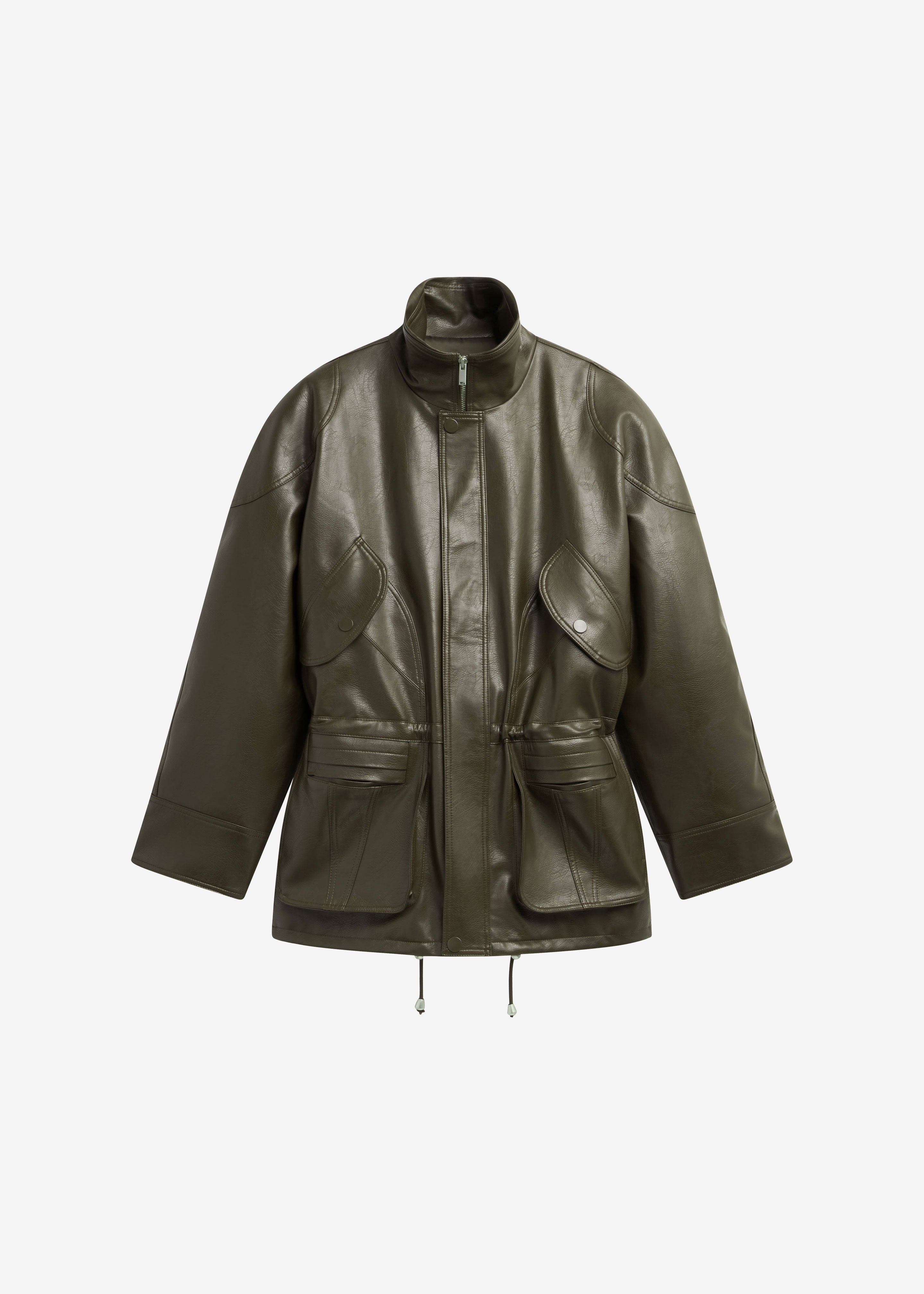 Ascona Faux Leather Jacket - Dark Olive – The Frankie Shop
