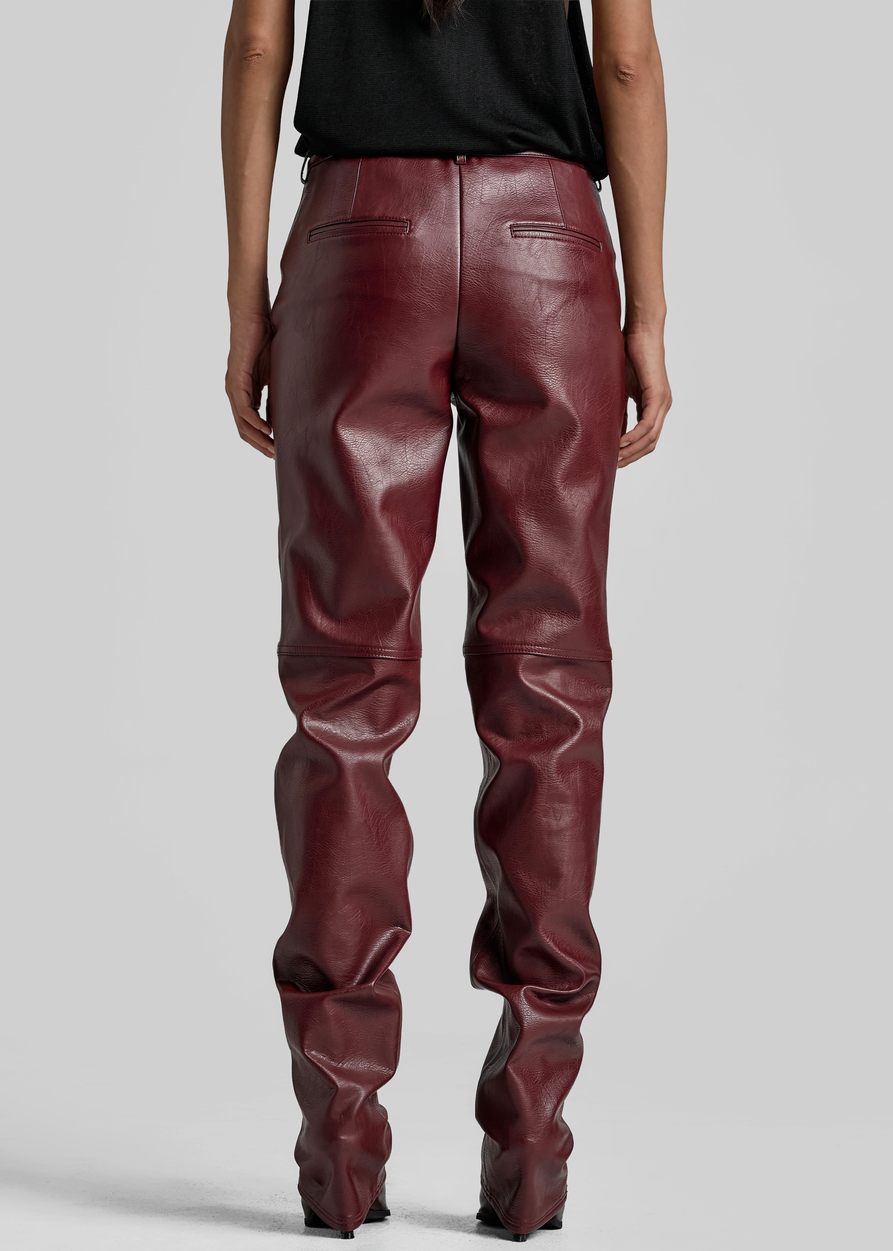 Ascona Faux Leather Pants - Burgundy – The Frankie Shop