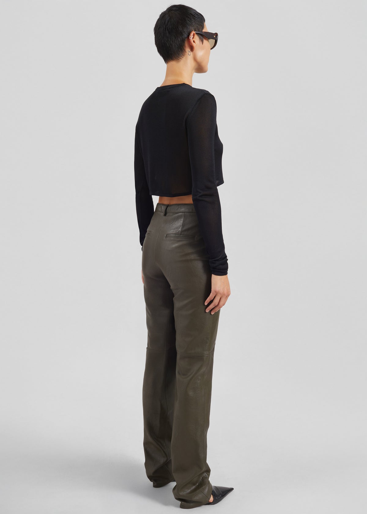 Ascona Faux Leather Pants - Dark Olive - 10