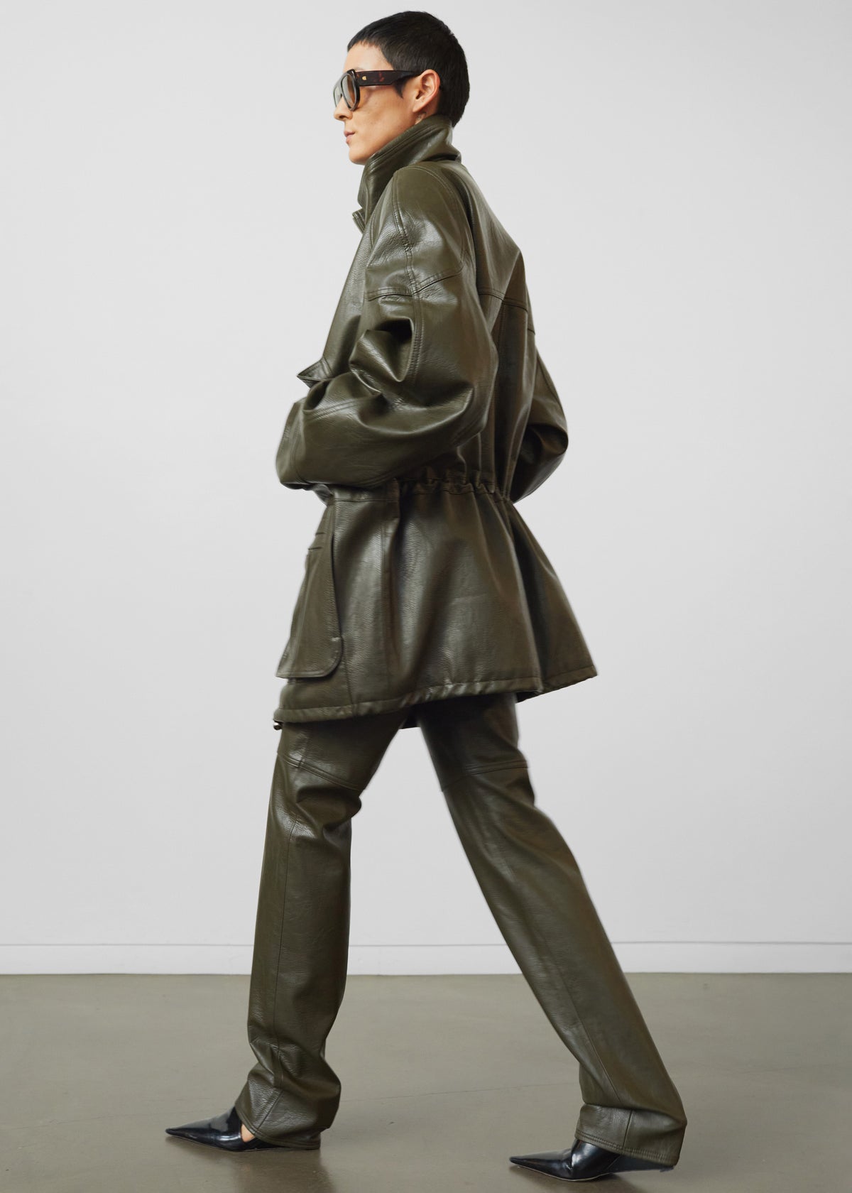 Ascona Faux Leather Pants - Dark Olive - 9