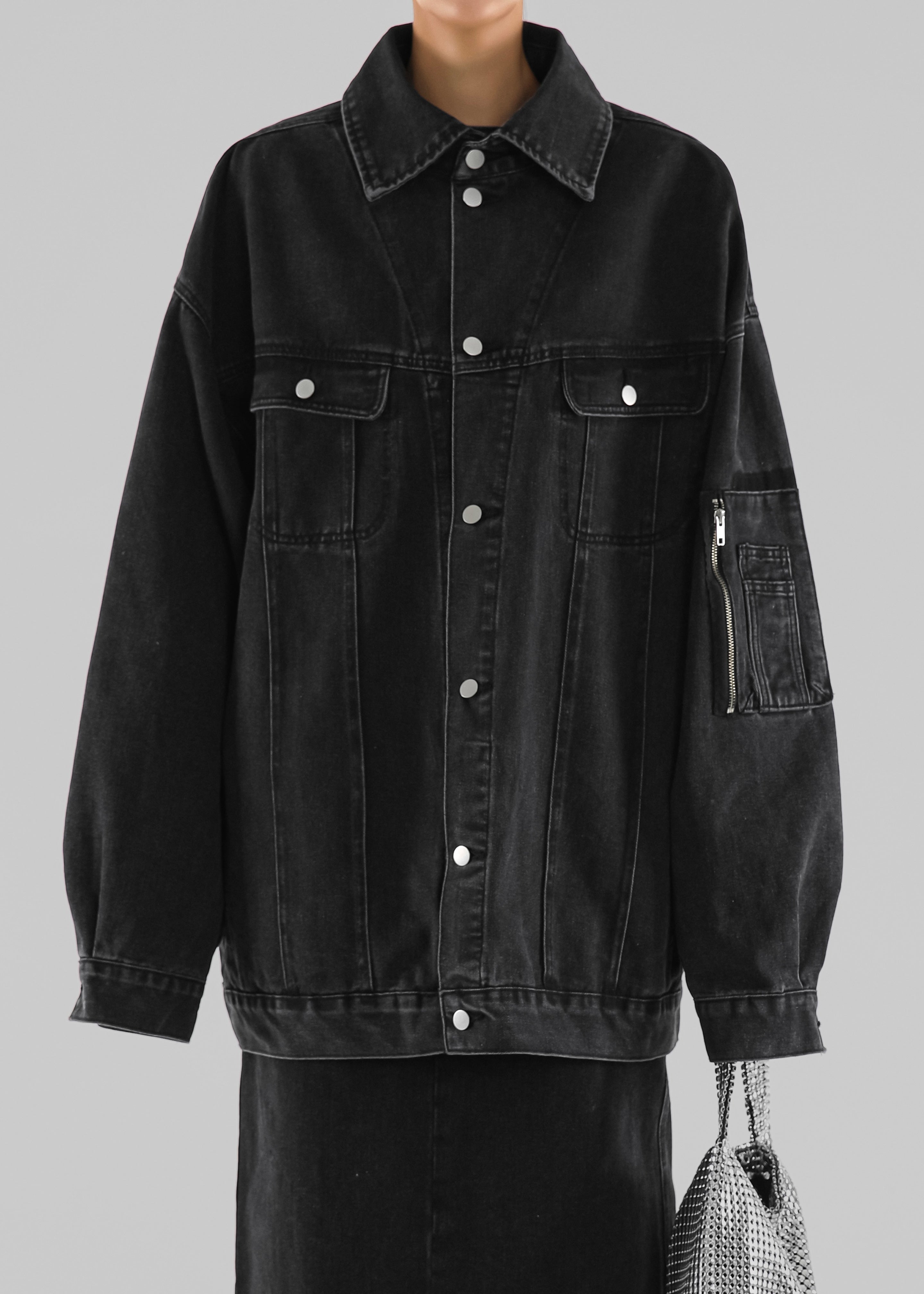 Ashford Oversized Denim Jacket - Black Wash - 4