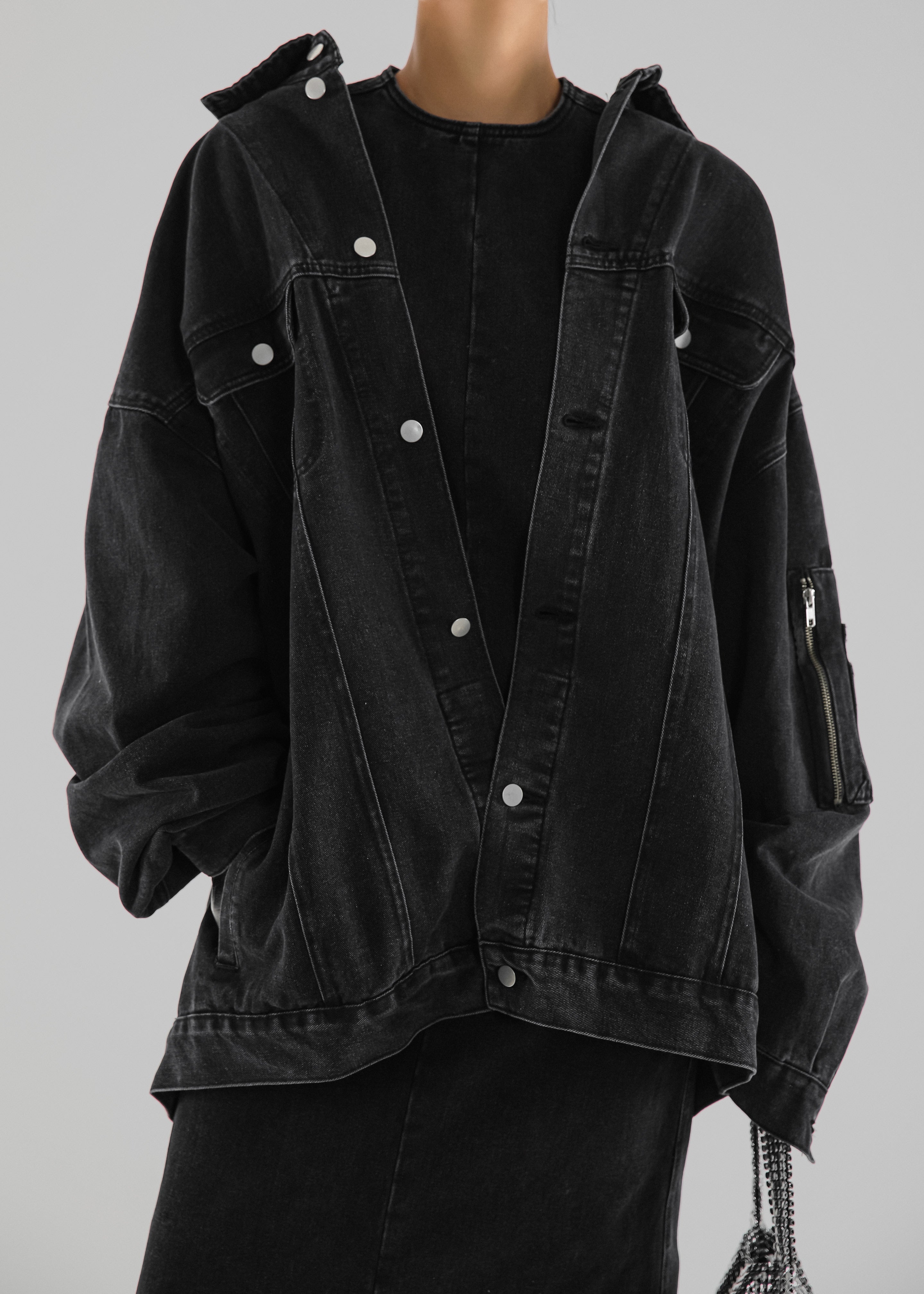 Ashford Oversized Denim Jacket - Black Wash - 7