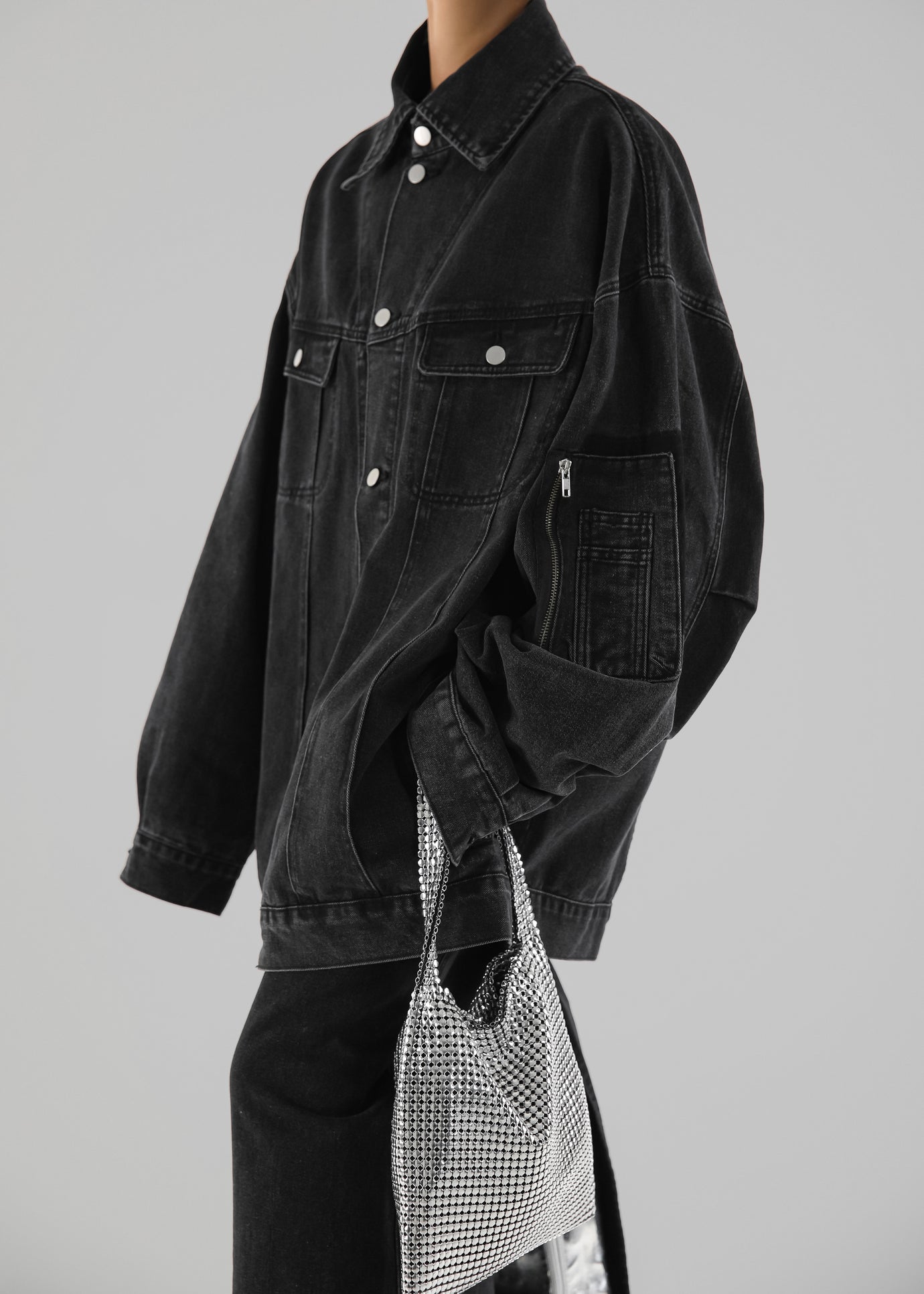 Ashford Oversized Denim Jacket - Black Wash - 1