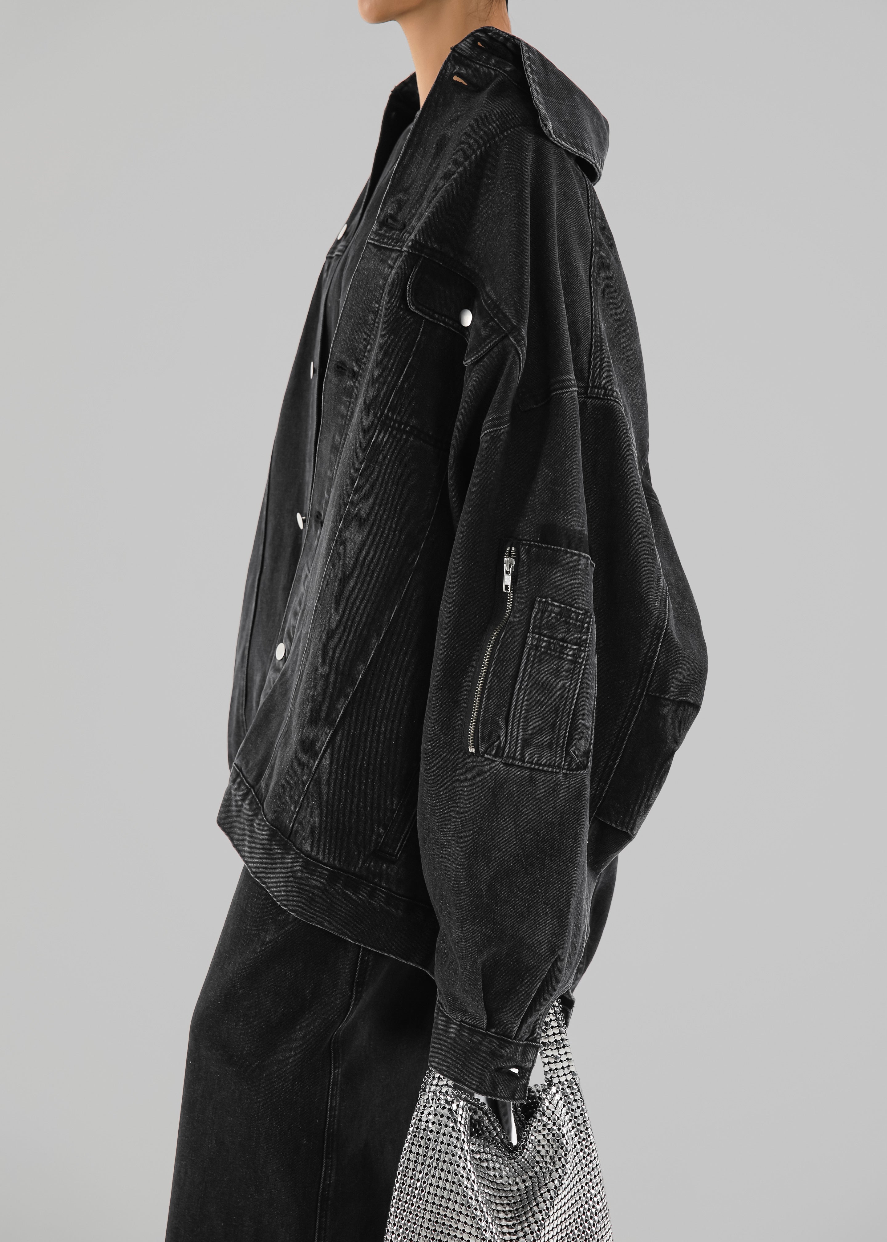 Ashford Oversized Denim Jacket - Black Wash - 5