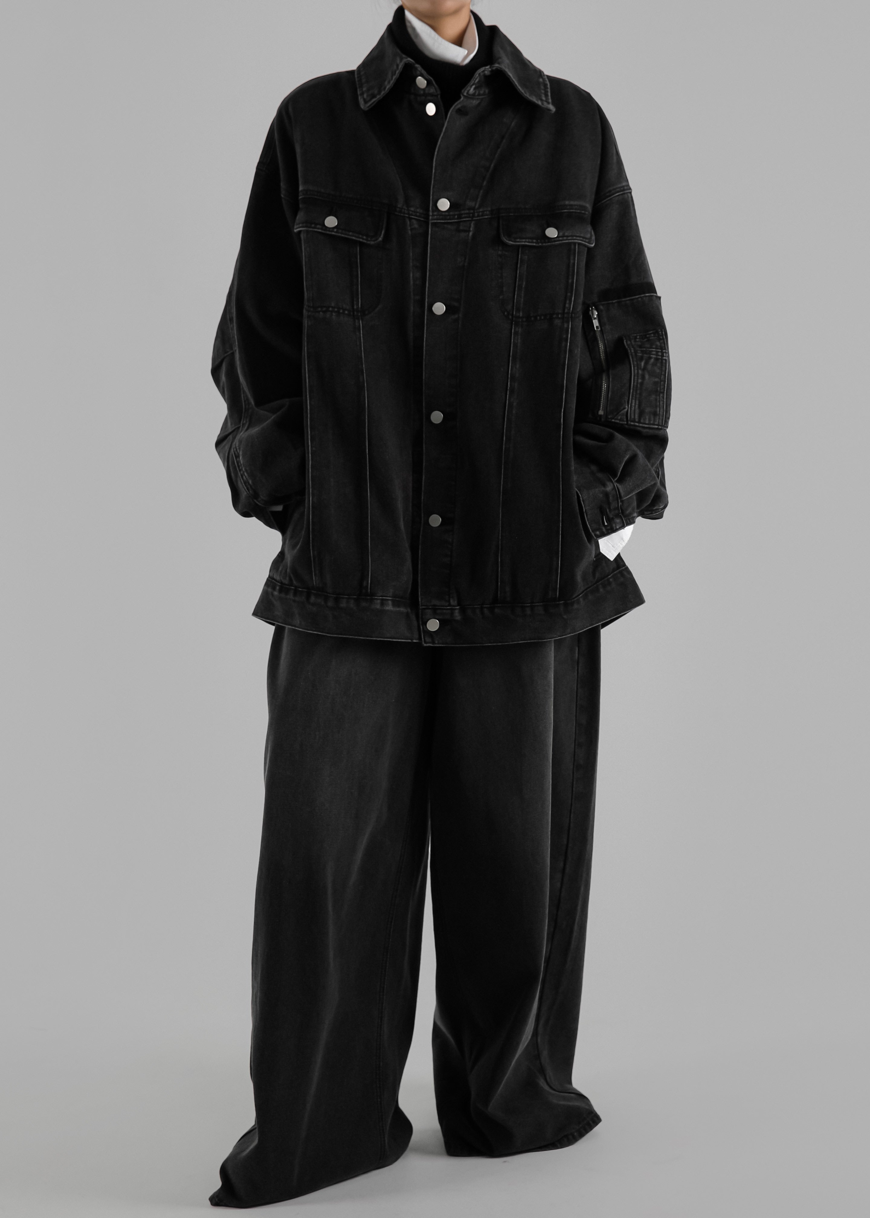 Ashford Oversized Denim Jacket - Black Wash - 12