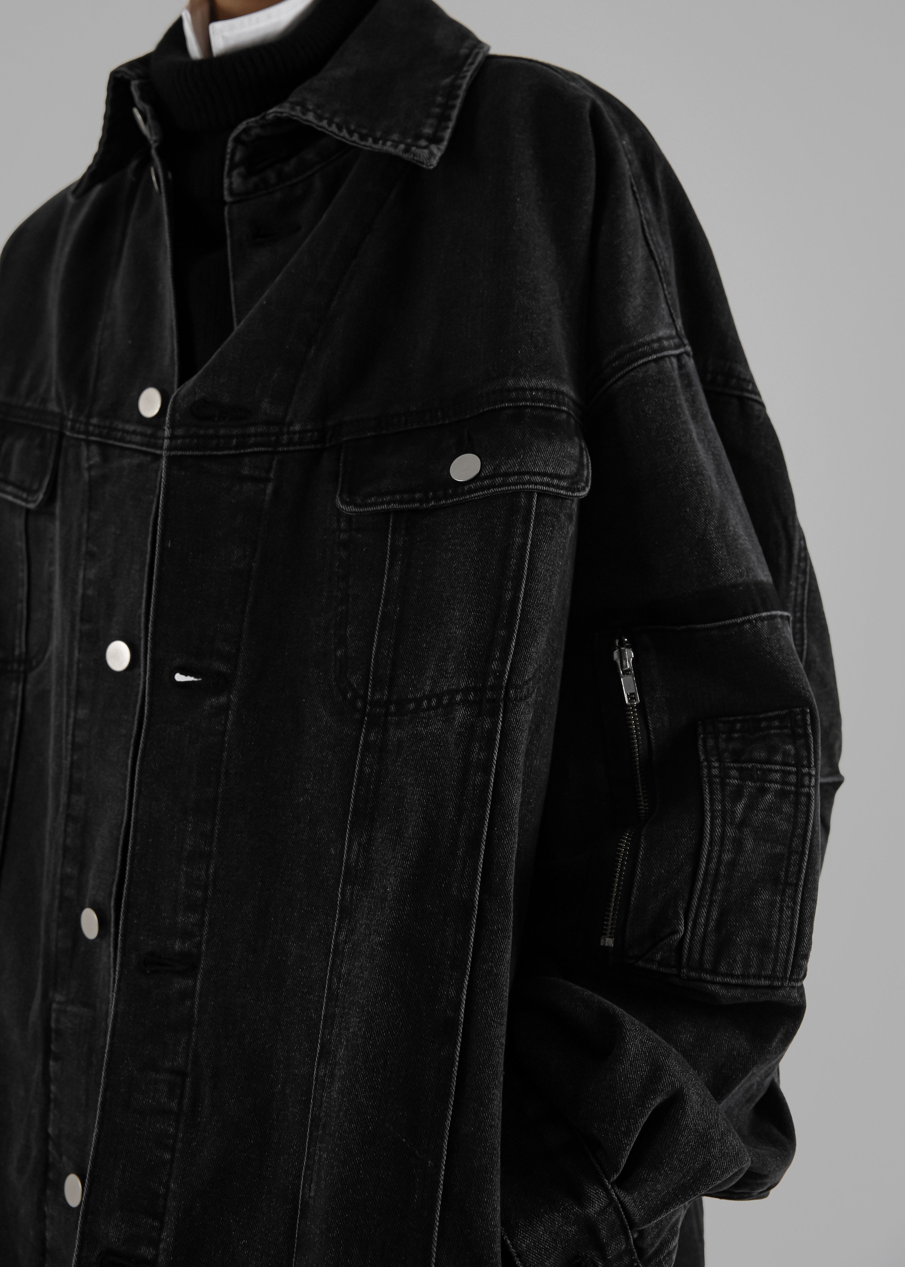 Ashford Oversized Denim Jacket - Black Wash - 11