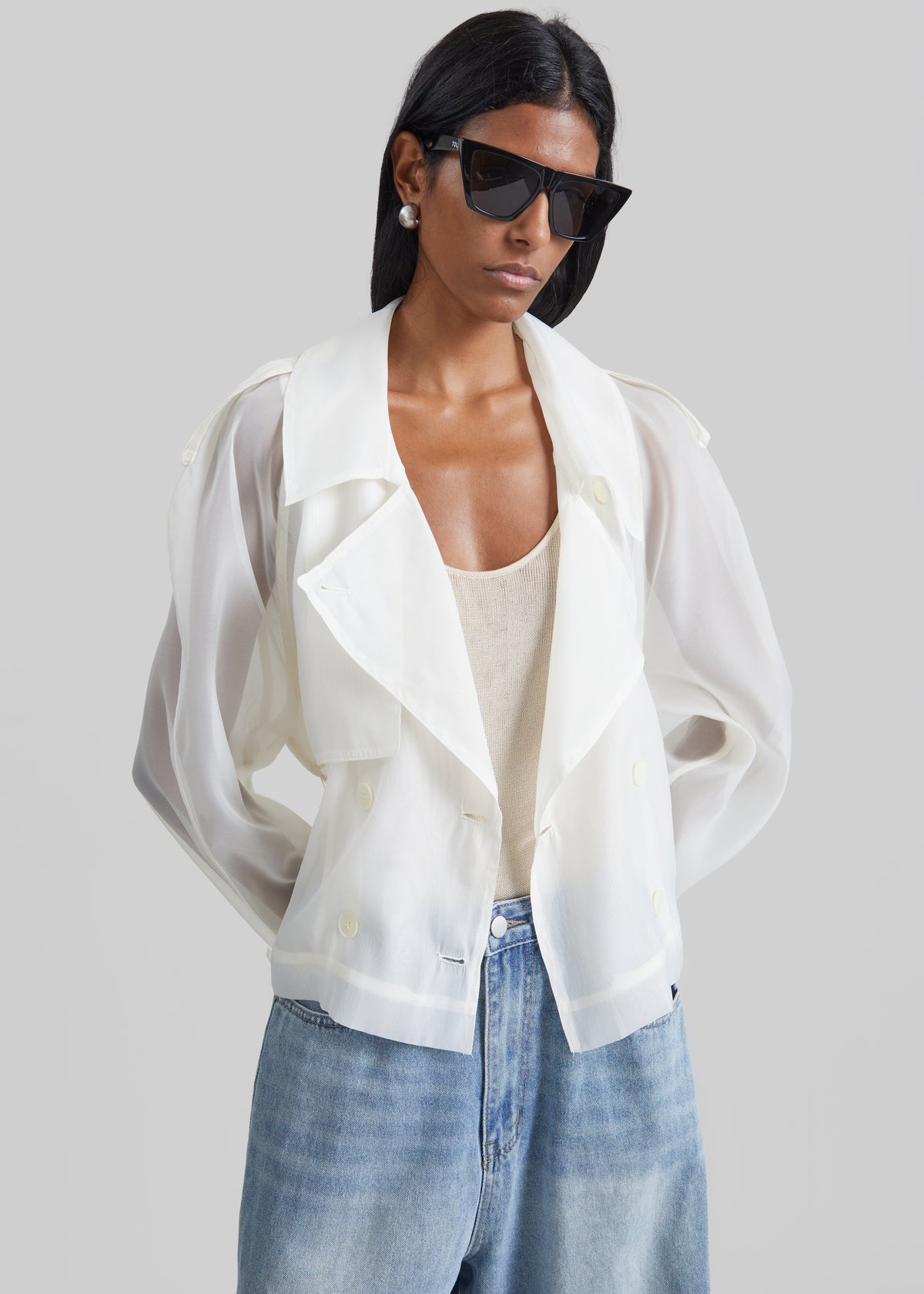 Asola Sheer Short Trench - Ivory - 4