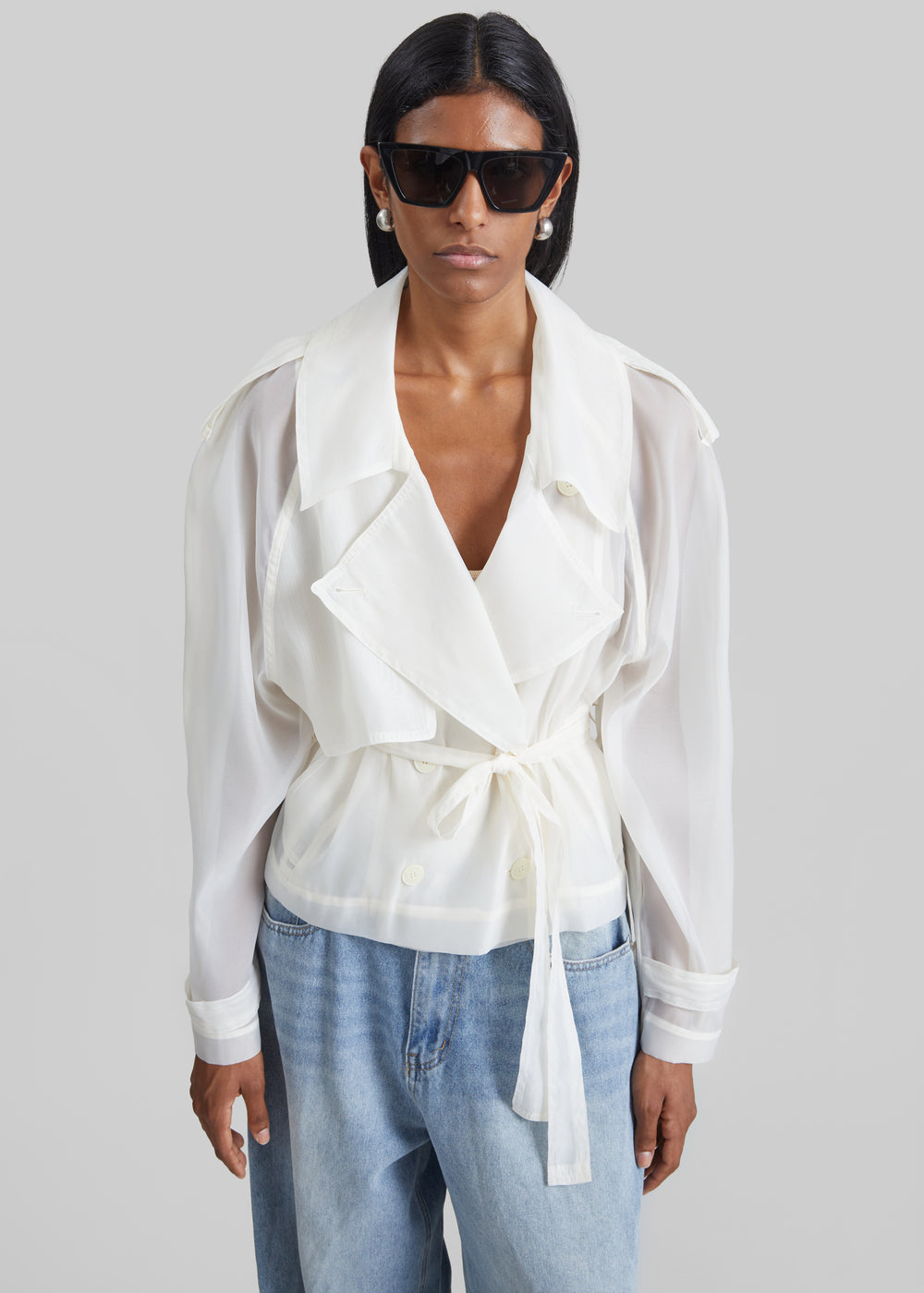 Asola Sheer Short Trench - Ivory - 1