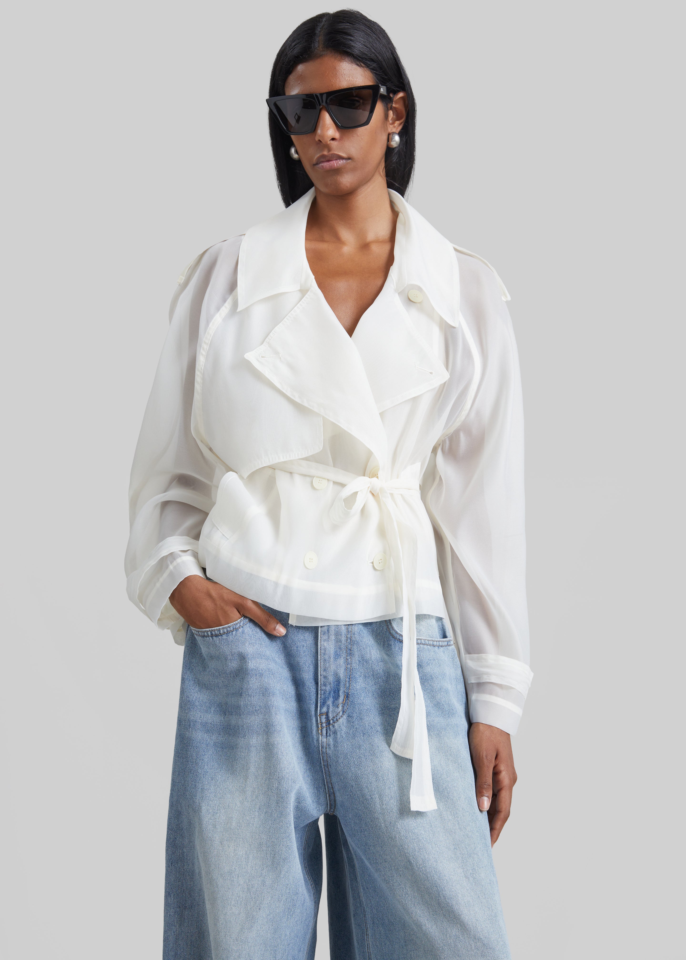 Asola Sheer Short Trench - Ivory - 6