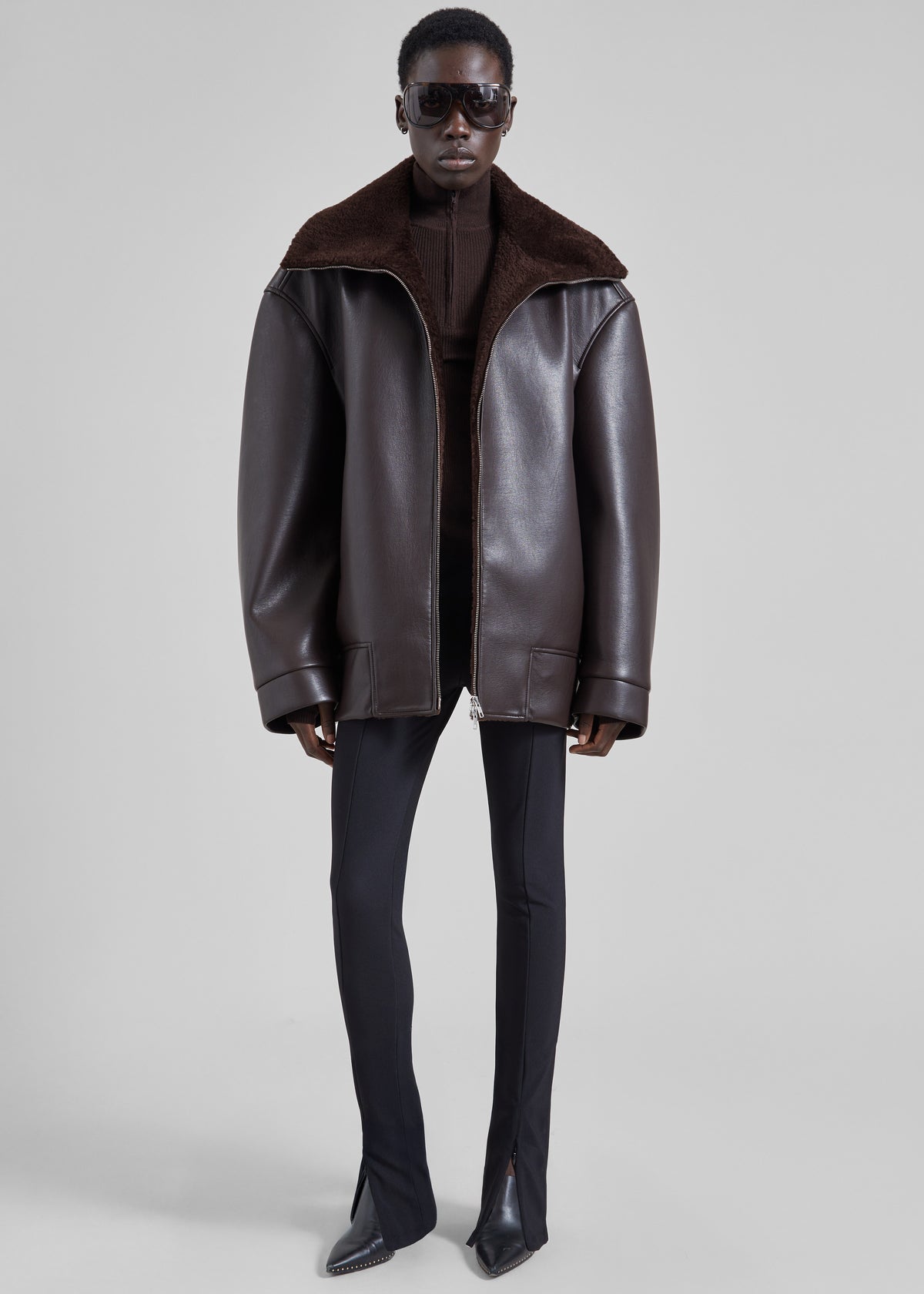 Aspen Shearling Collar Jacket - Brown
