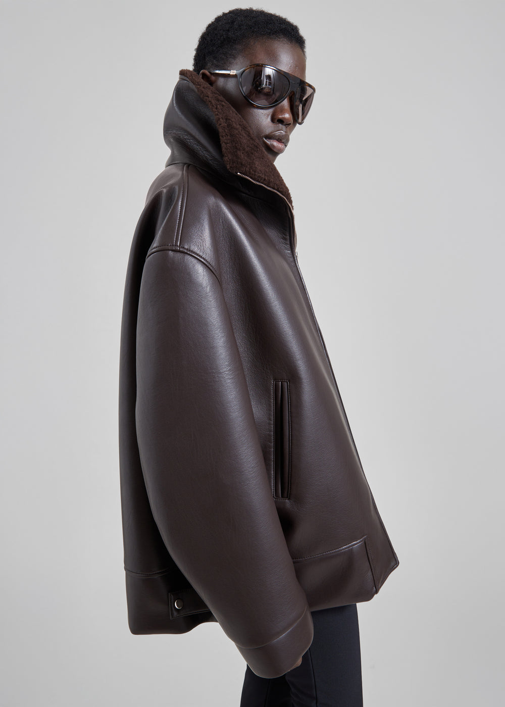 Aspen Shearling Collar Jacket - Brown - 1